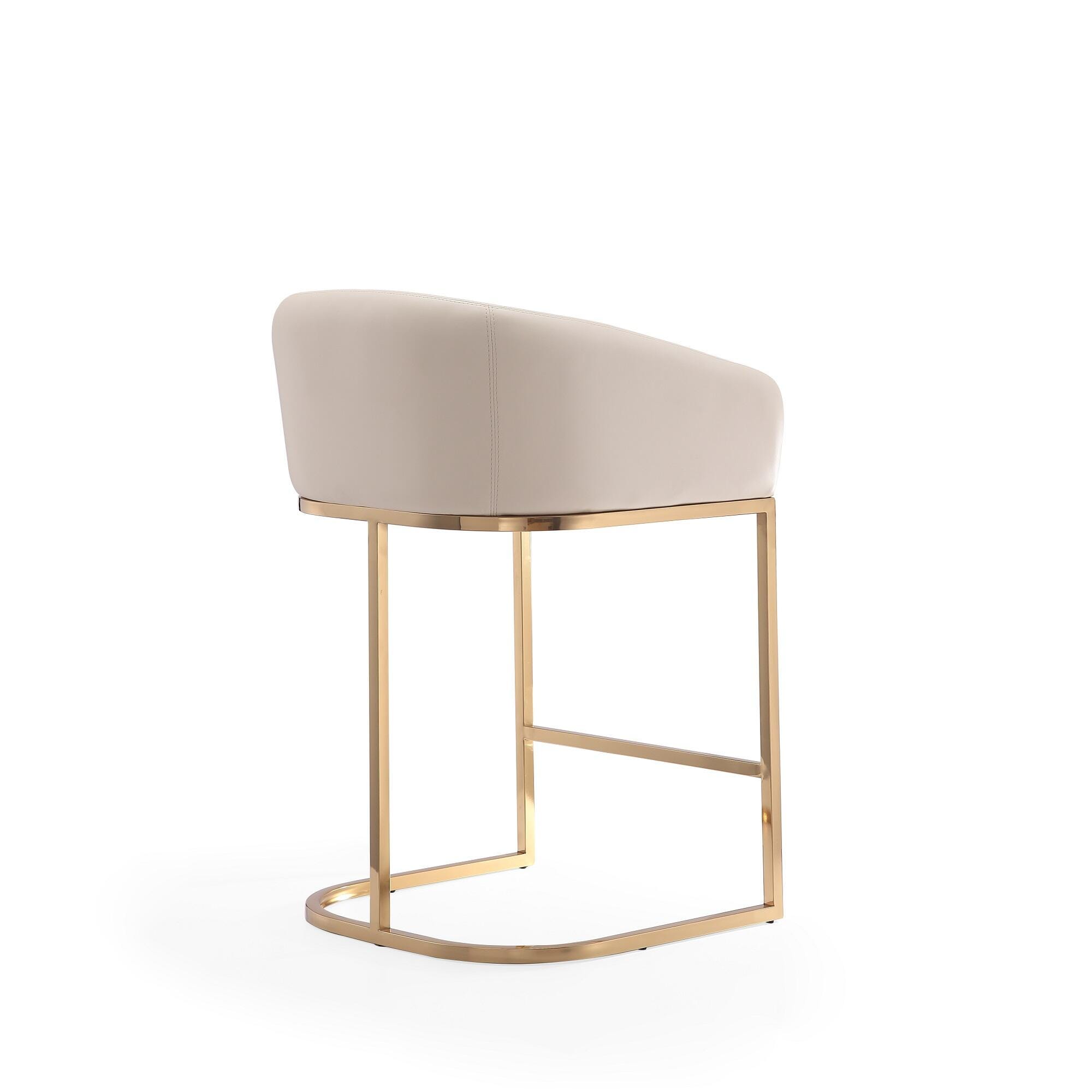 Manhattan Comfort Louvre Counter Height Bar Stool, Cream, large