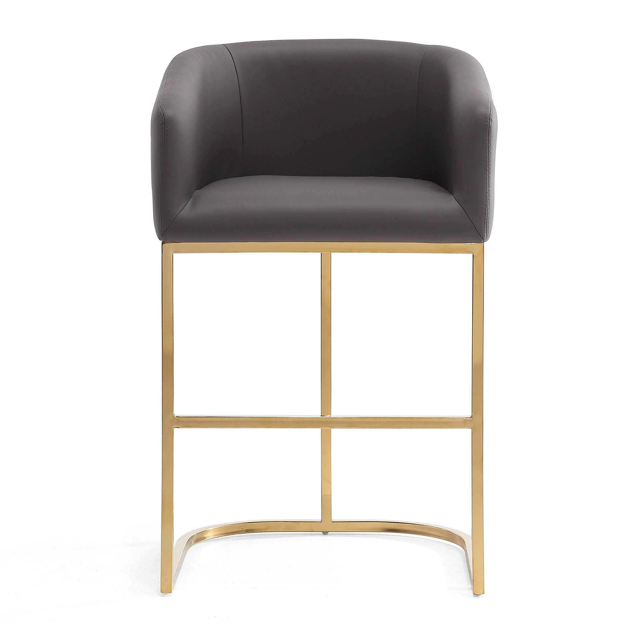 Manhattan Comfort Louvre Counter Height Bar Stool, Gray, large