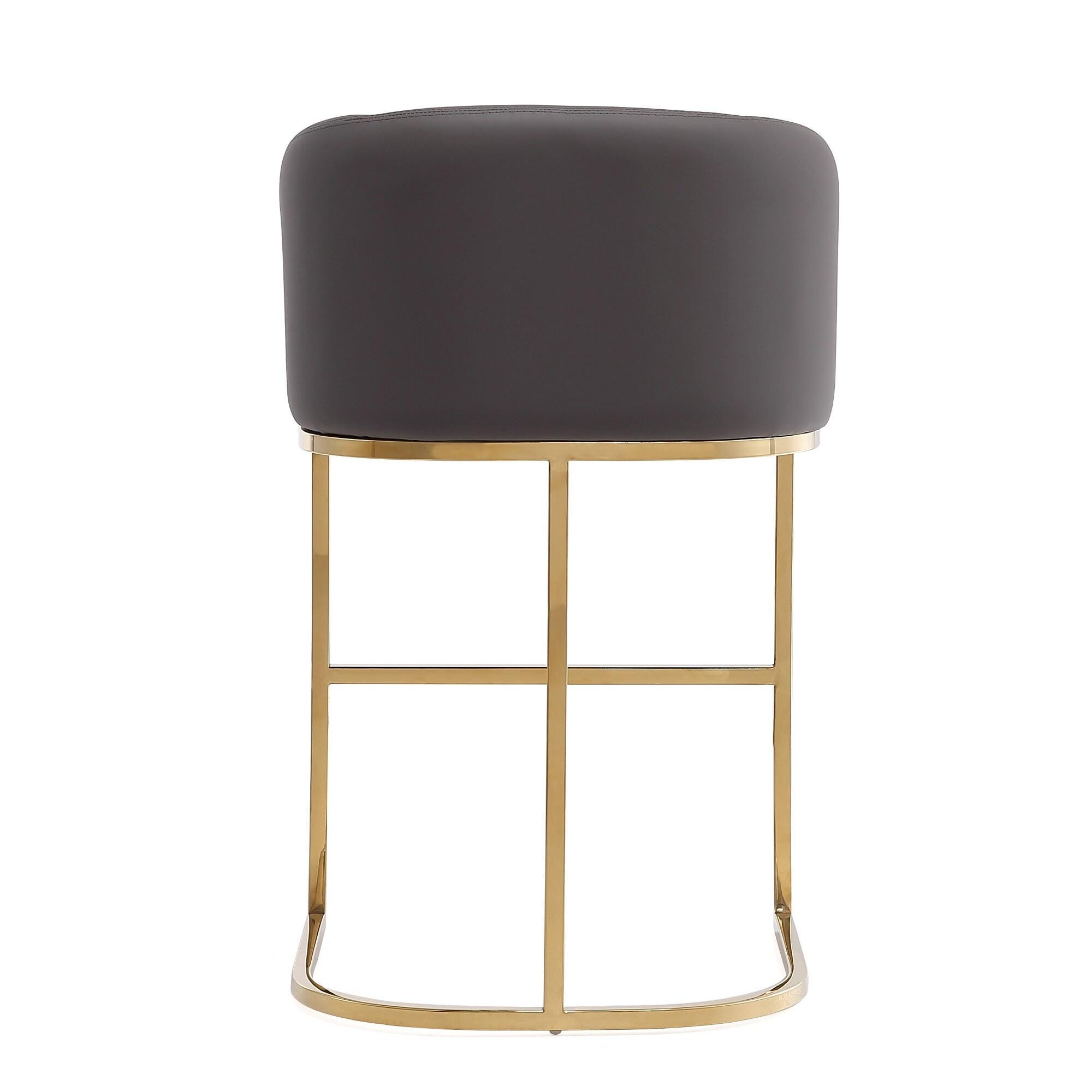 Manhattan Comfort Louvre Counter Height Bar Stool, Gray, large
