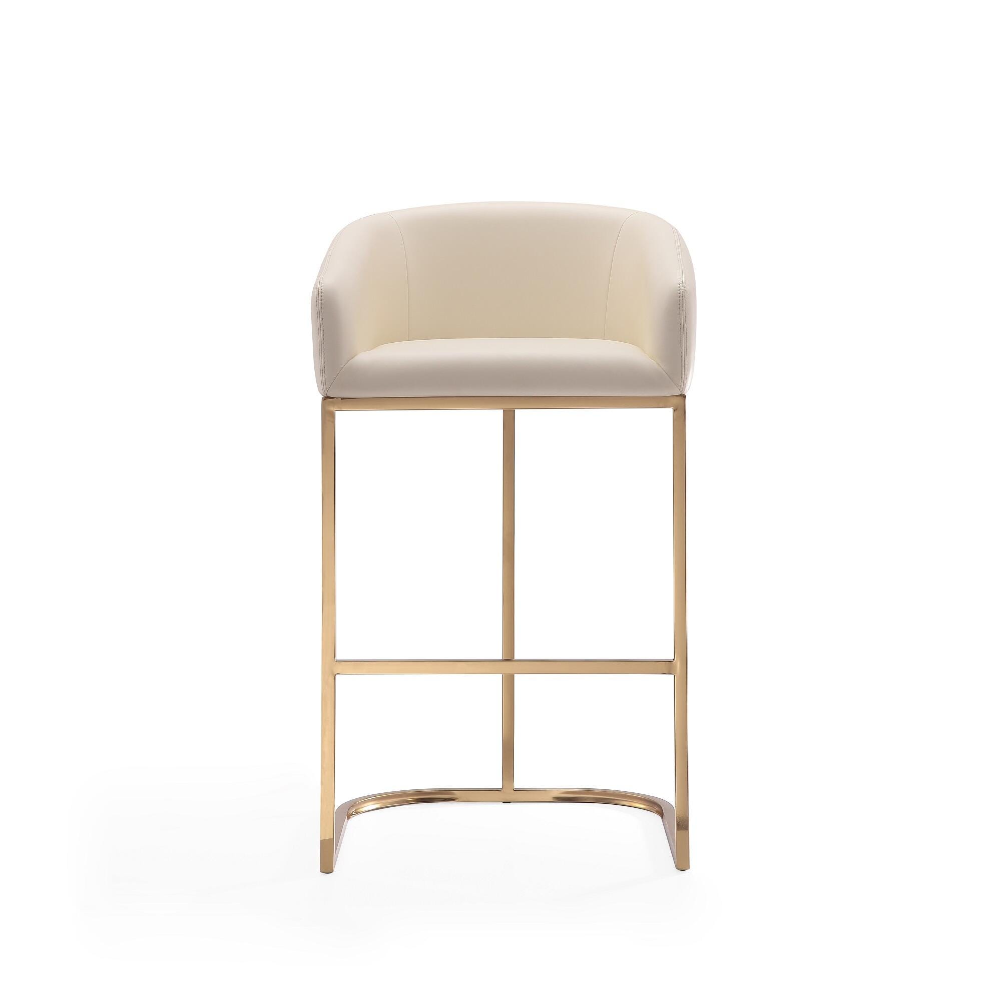 Manhattan Comfort Louvre Bar Height Bar Stool, Cream, large