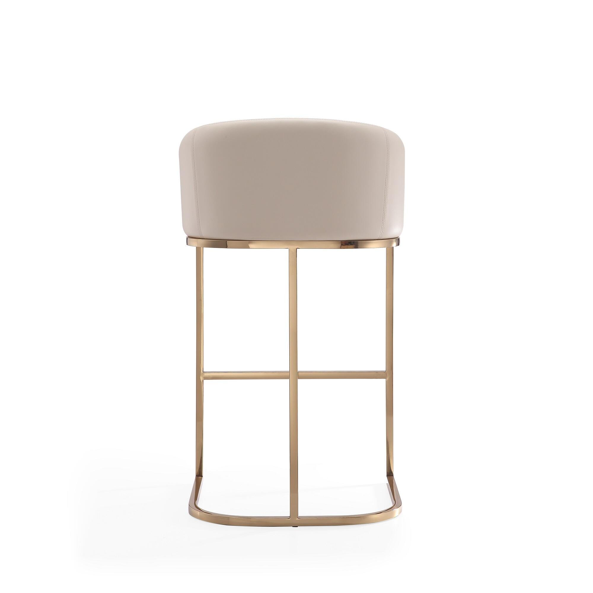 Manhattan Comfort Louvre Bar Height Bar Stool, Cream, large