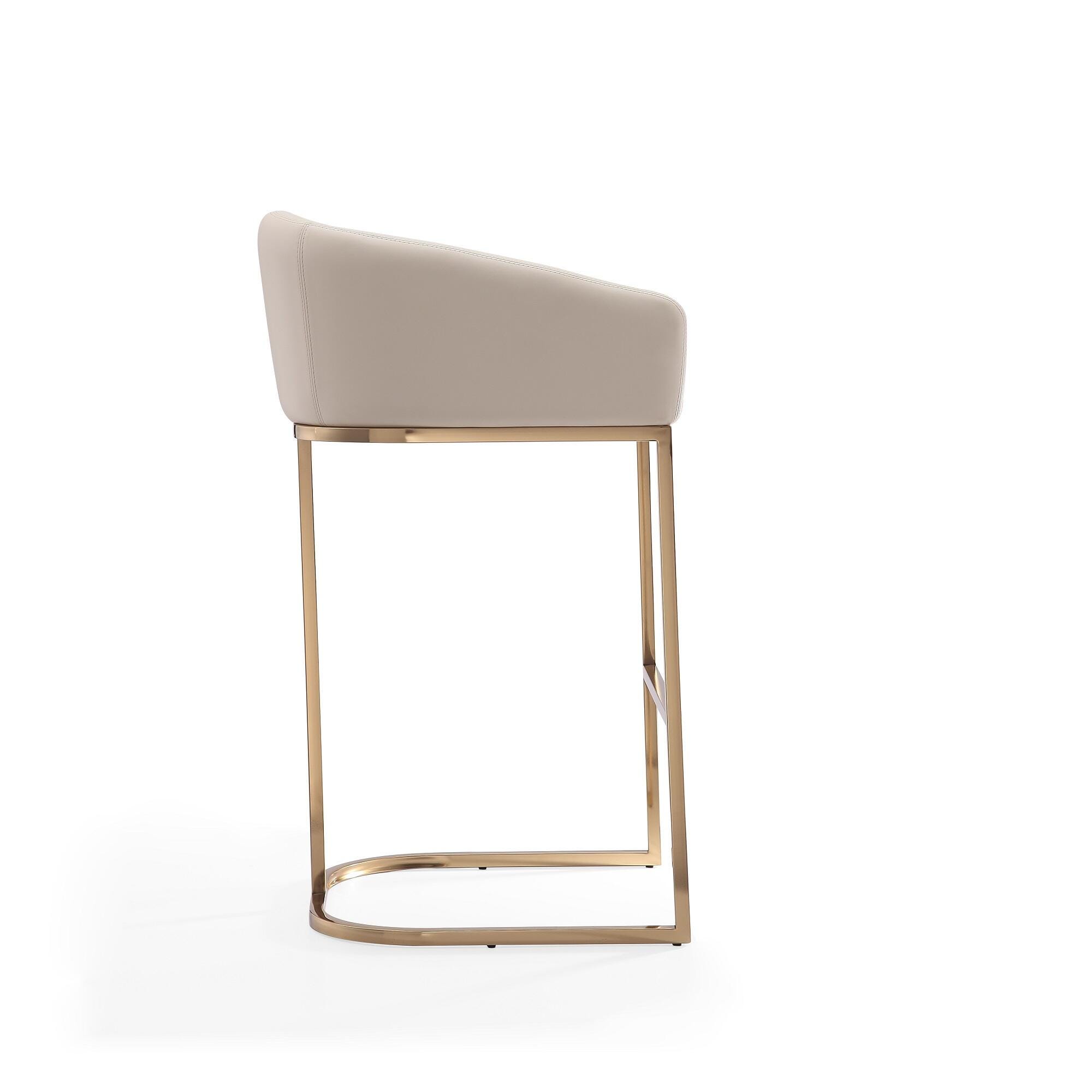 Manhattan Comfort Louvre Bar Height Bar Stool, Cream, large