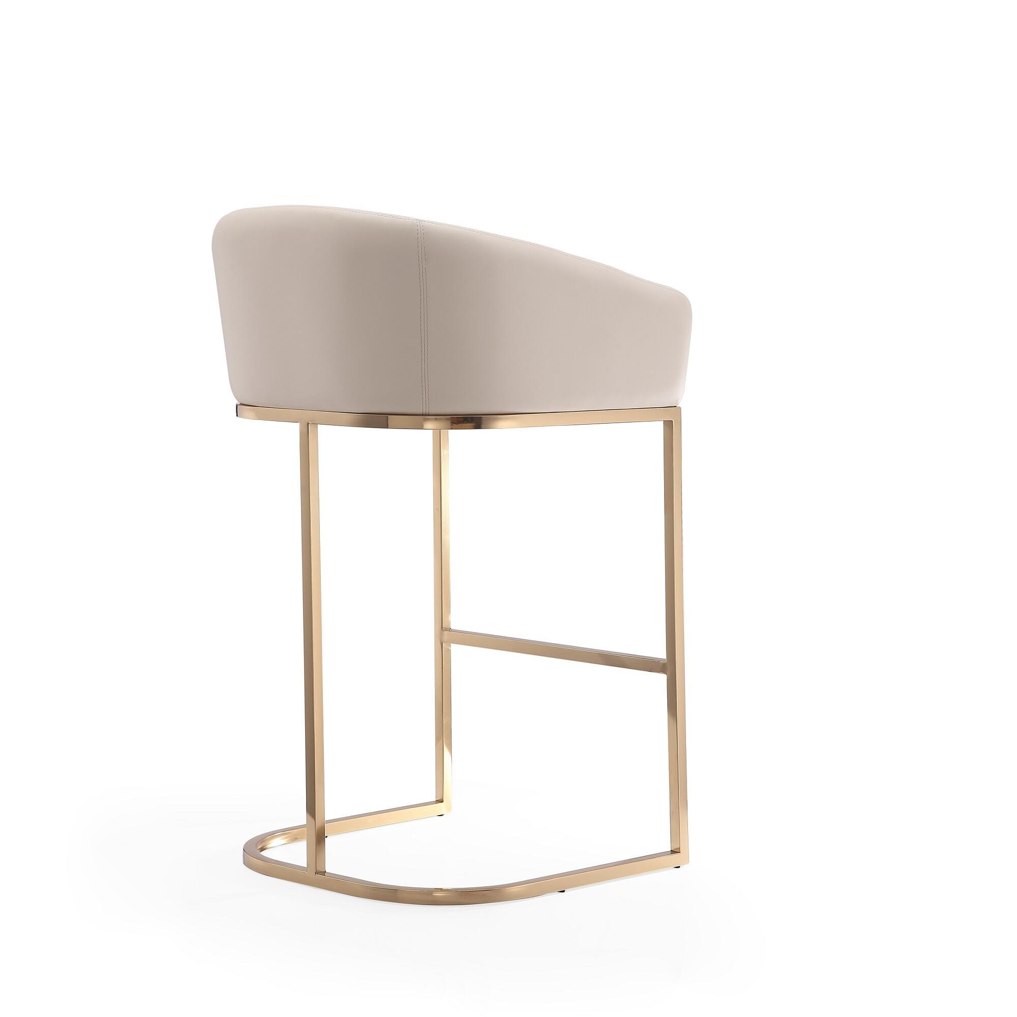 Manhattan Comfort Louvre Bar Height Bar Stool, Cream, large