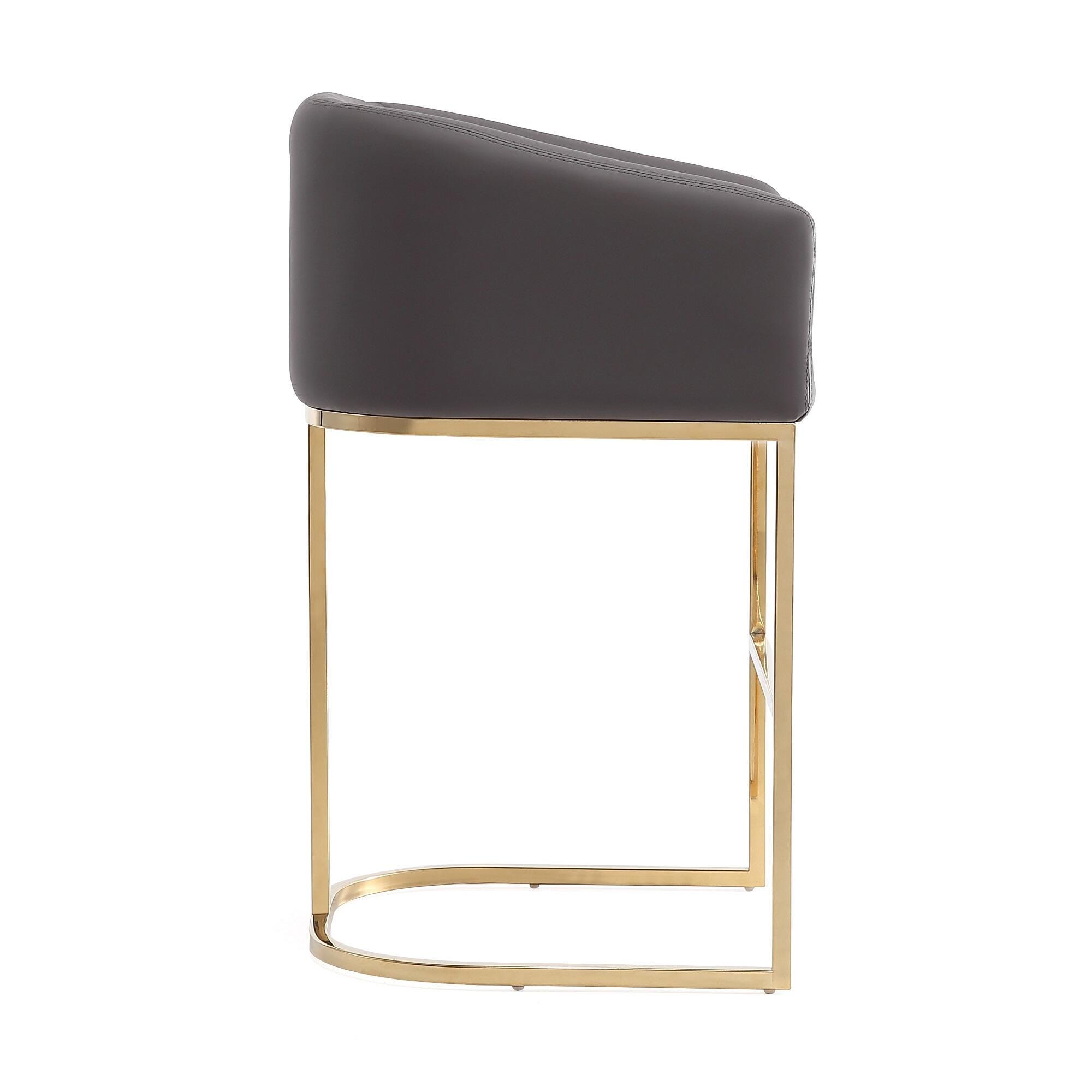 Manhattan Comfort Louvre Bar Height Bar Stool, Gray, large