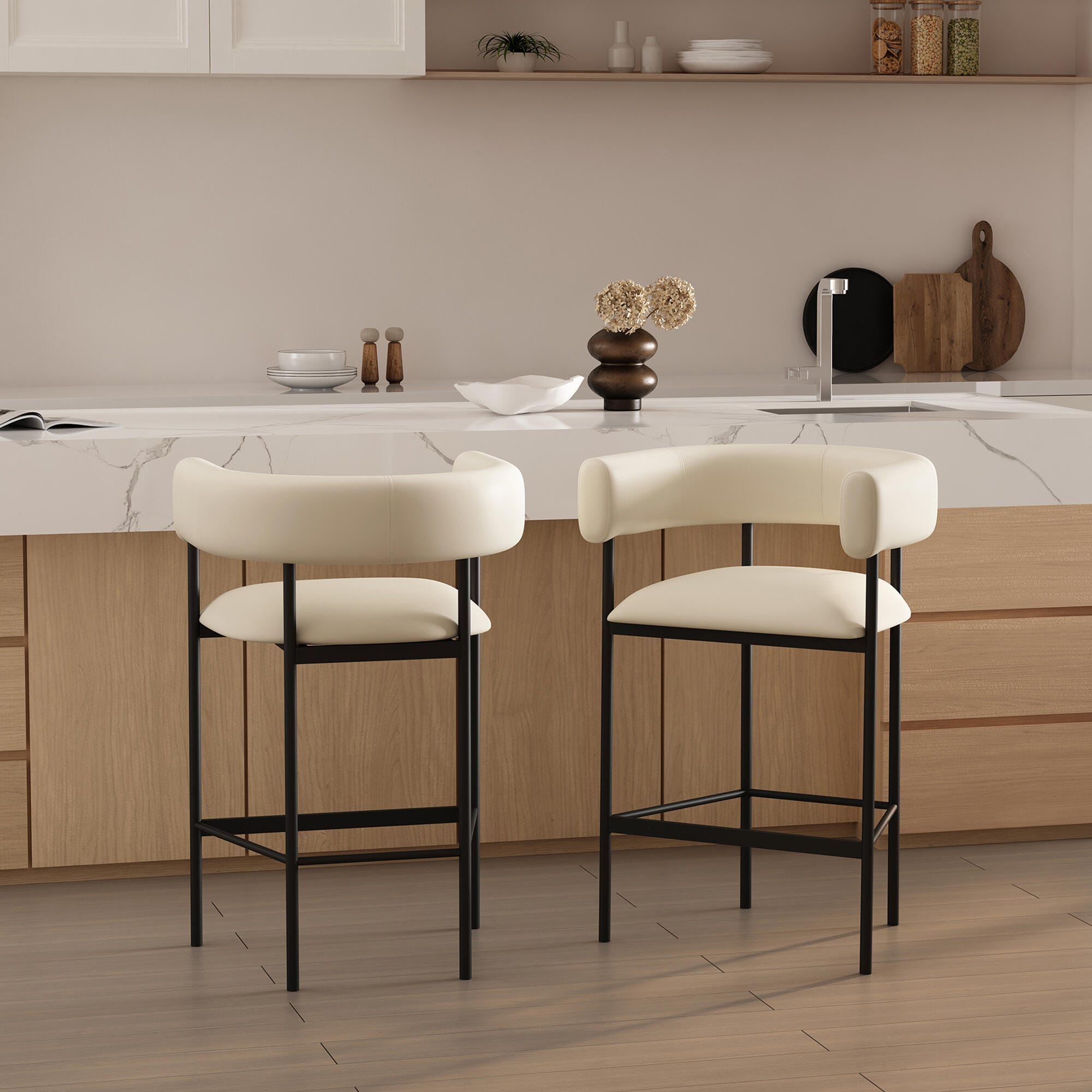 Manhattan Comfort Onda Counter Height Bar Stool, Ivory, large