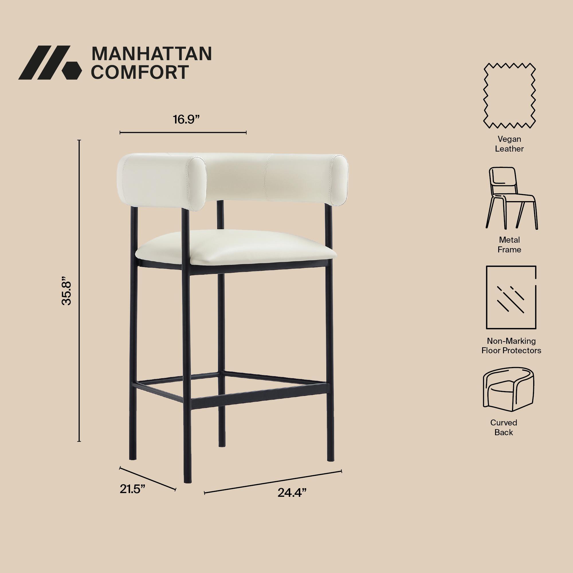 Manhattan Comfort Onda Counter Height Bar Stool, Ivory, large