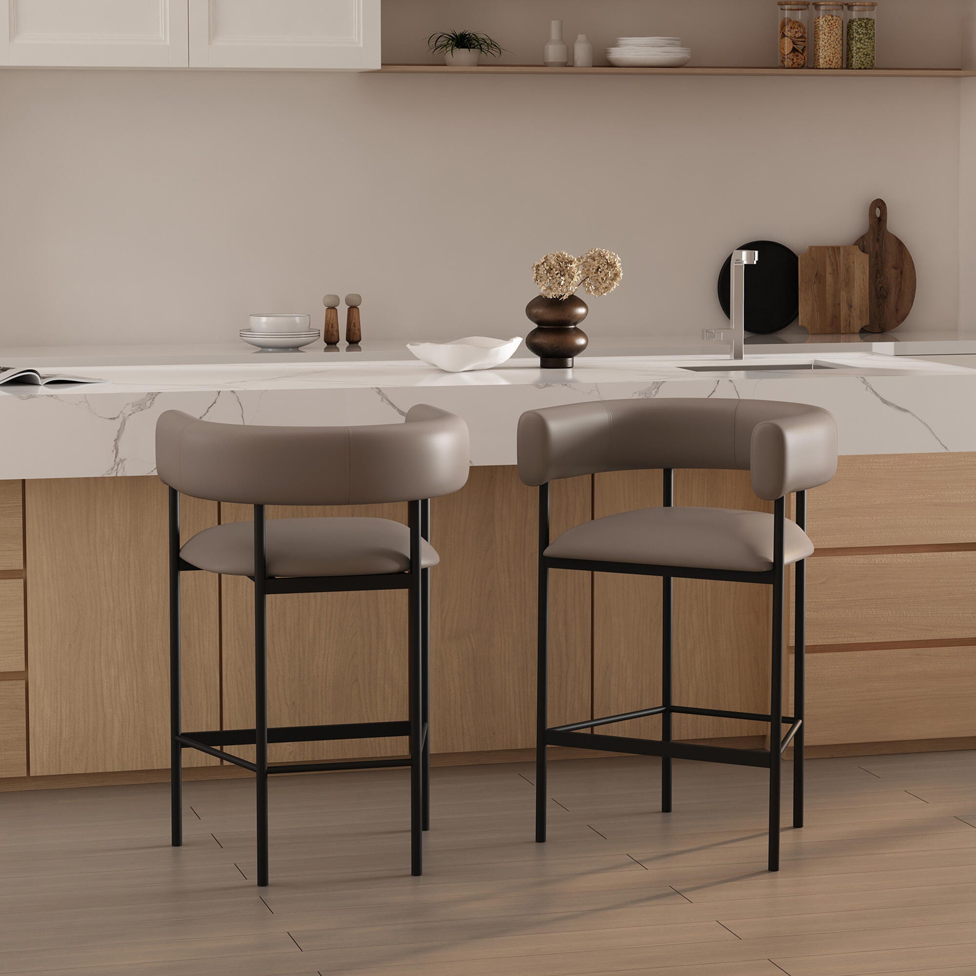 Manhattan Comfort Onda Counter Height Bar Stool, Taupe, large