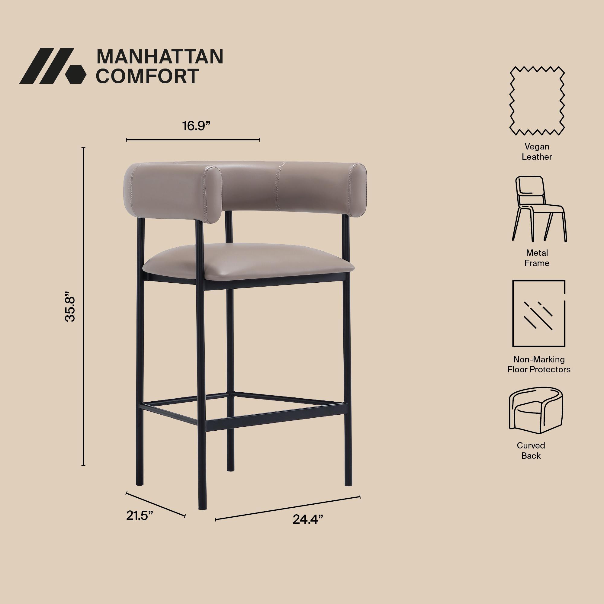 Manhattan Comfort Onda Counter Height Bar Stool, Taupe, large