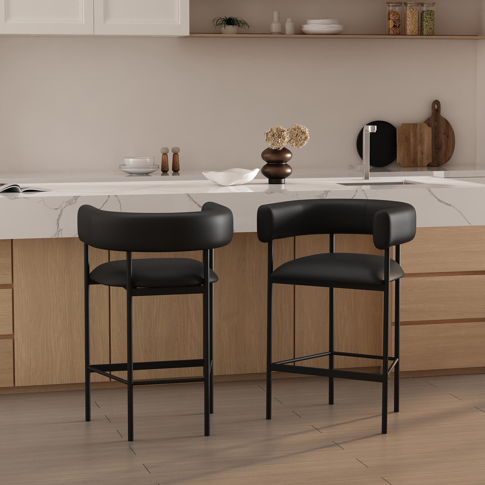 Manhattan Comfort Onda Counter Height Bar Stool, Black, large
