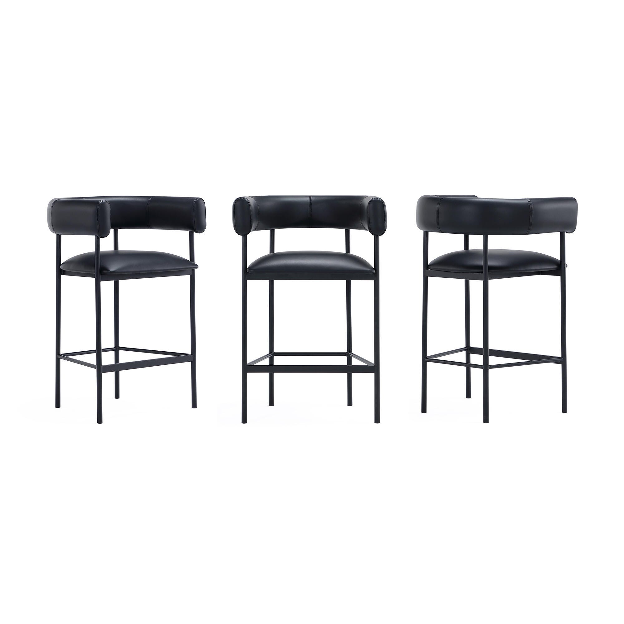 Manhattan Comfort Onda Counter Height Bar Stool, Black, large