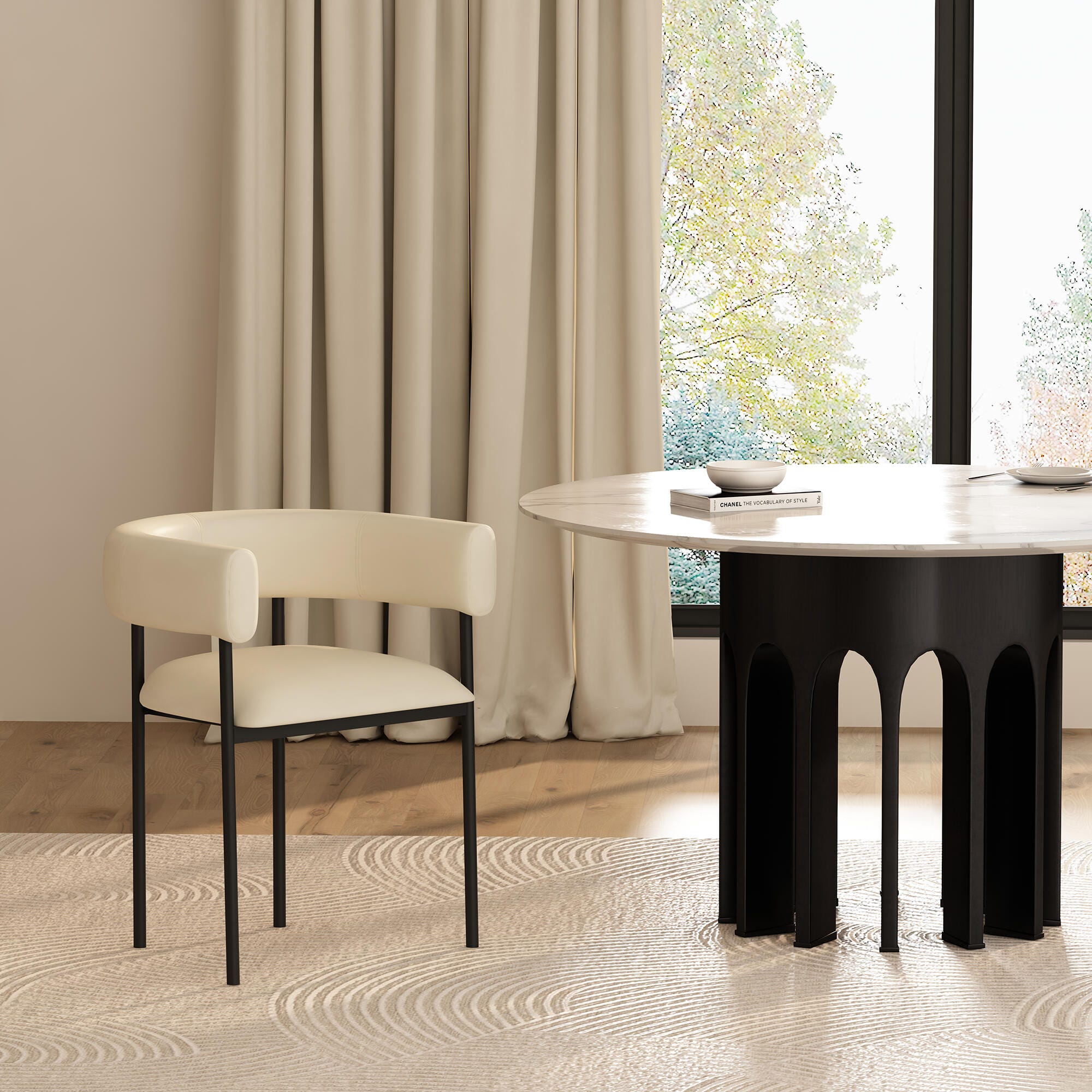 Manhattan Comfort Onda Dining Chair, Ivory, rollover