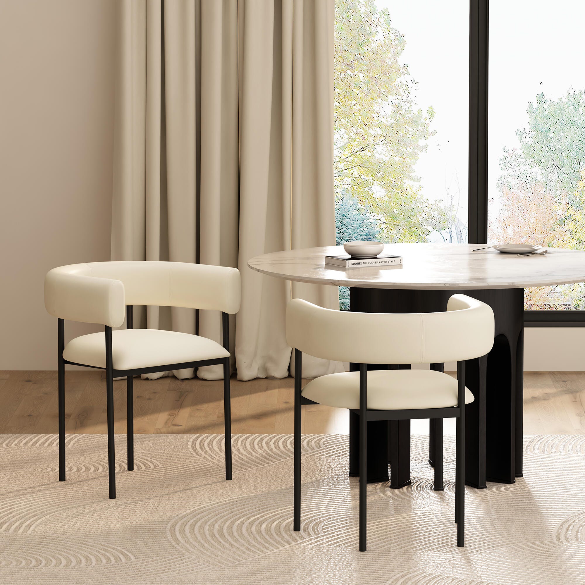 Manhattan Comfort Onda Dining Chair, Ivory, large