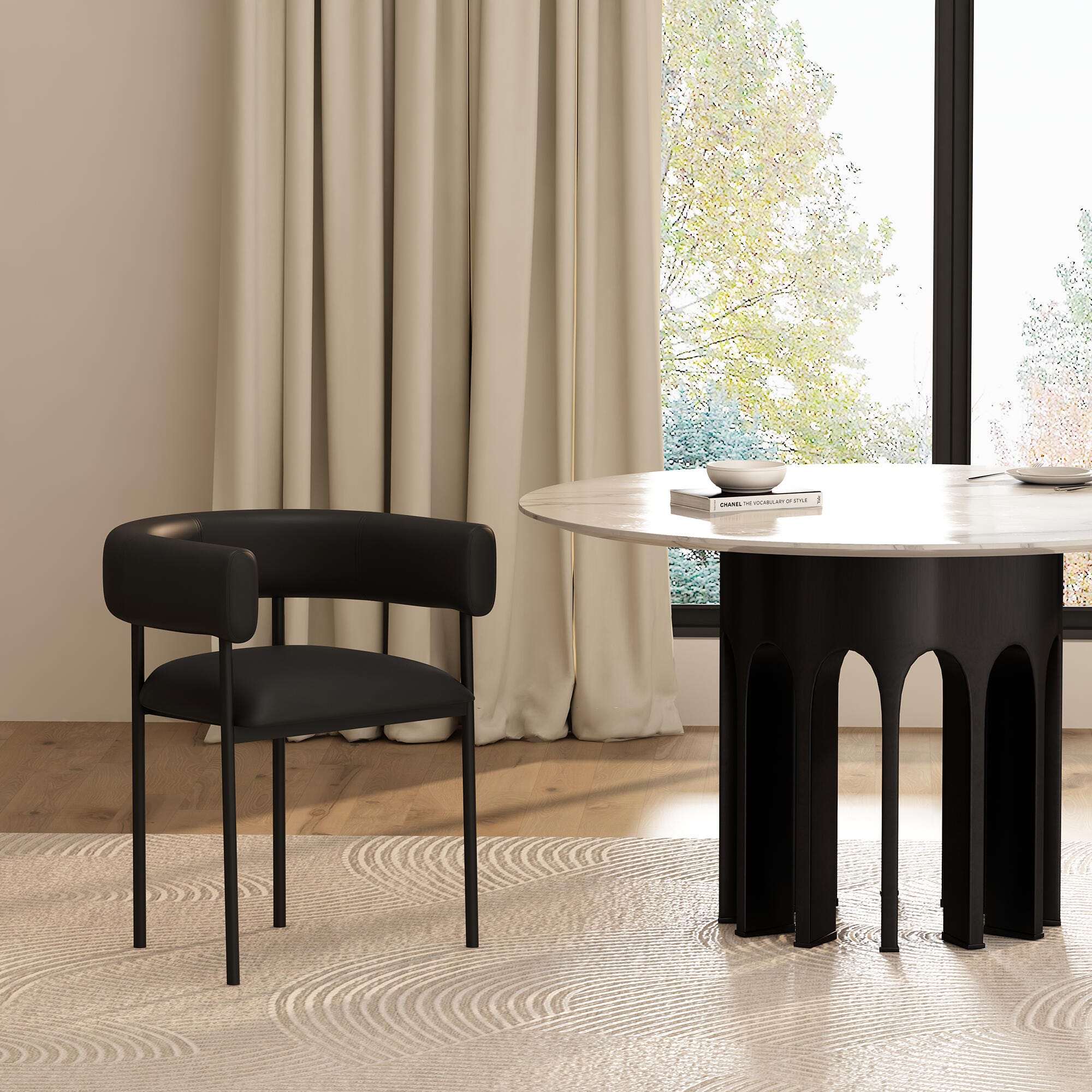 Manhattan Comfort Onda Dining Chair, Black, rollover