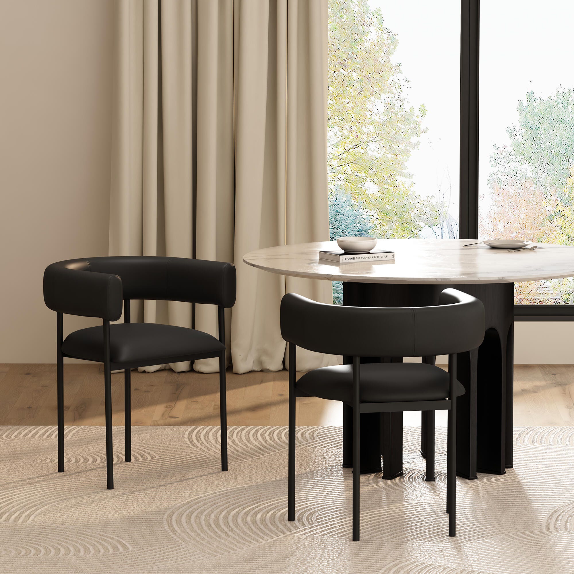 Manhattan Comfort Onda Dining Chair, Black, large