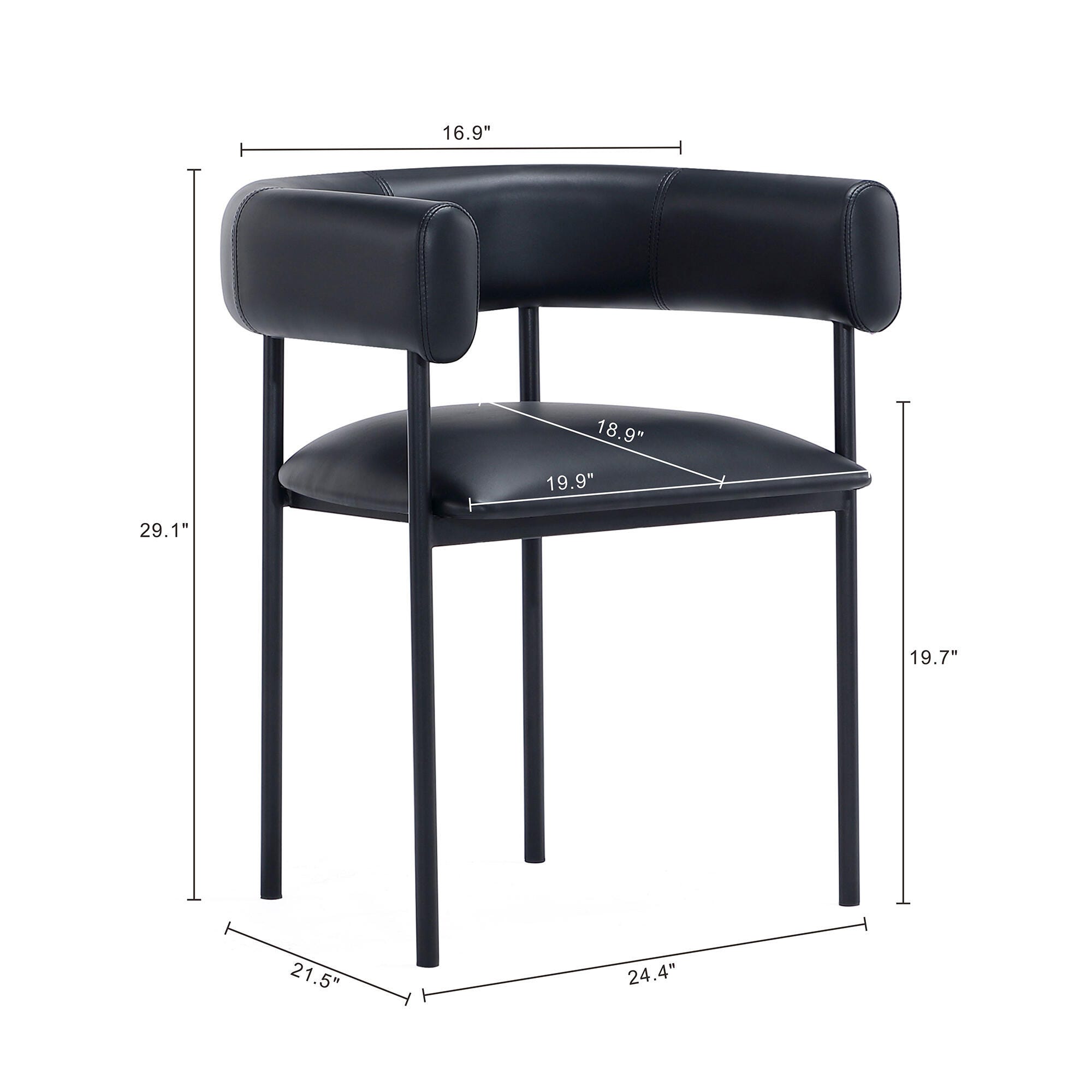Manhattan Comfort Onda Dining Chair, Black, large