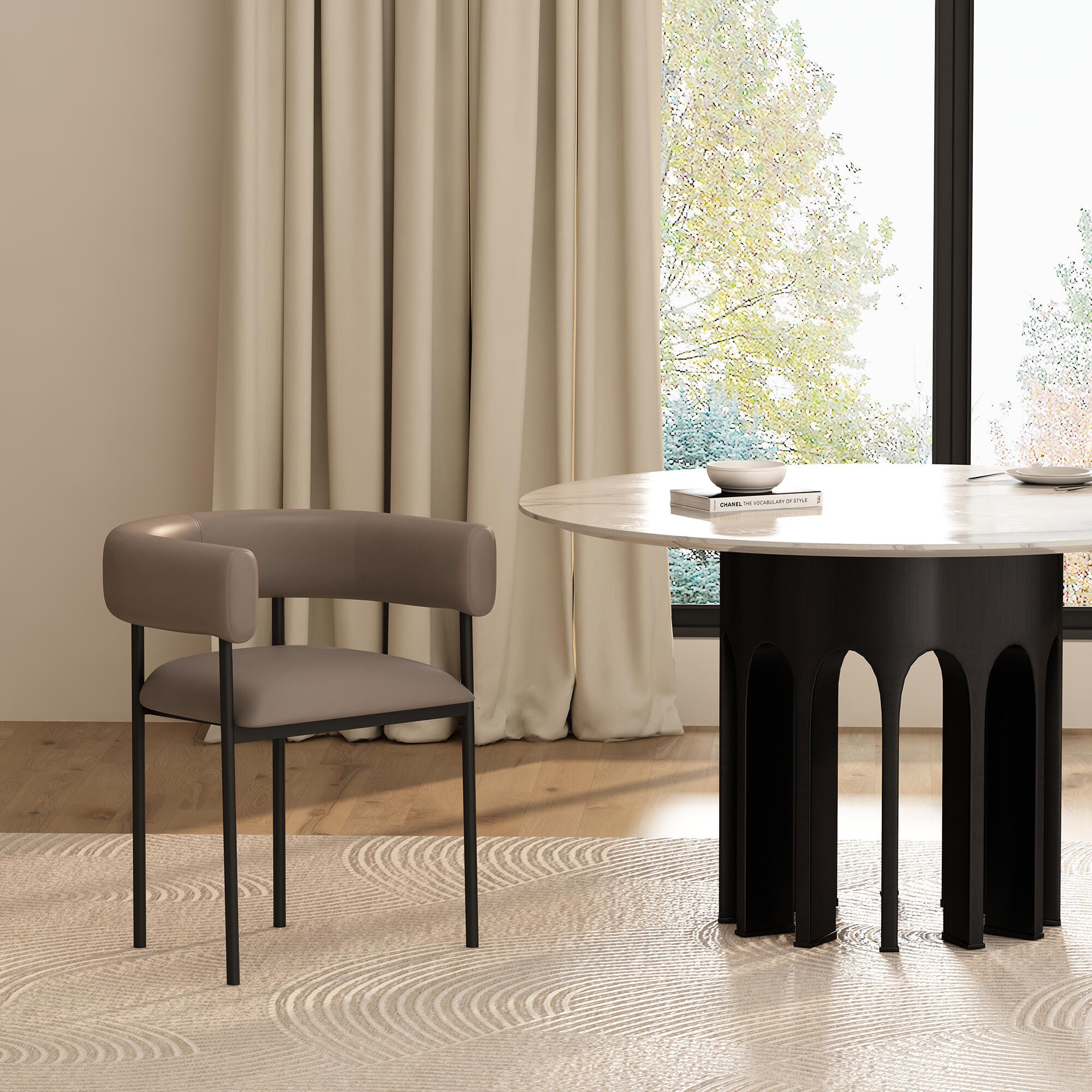 Manhattan Comfort Onda Dining Chair, Taupe, rollover
