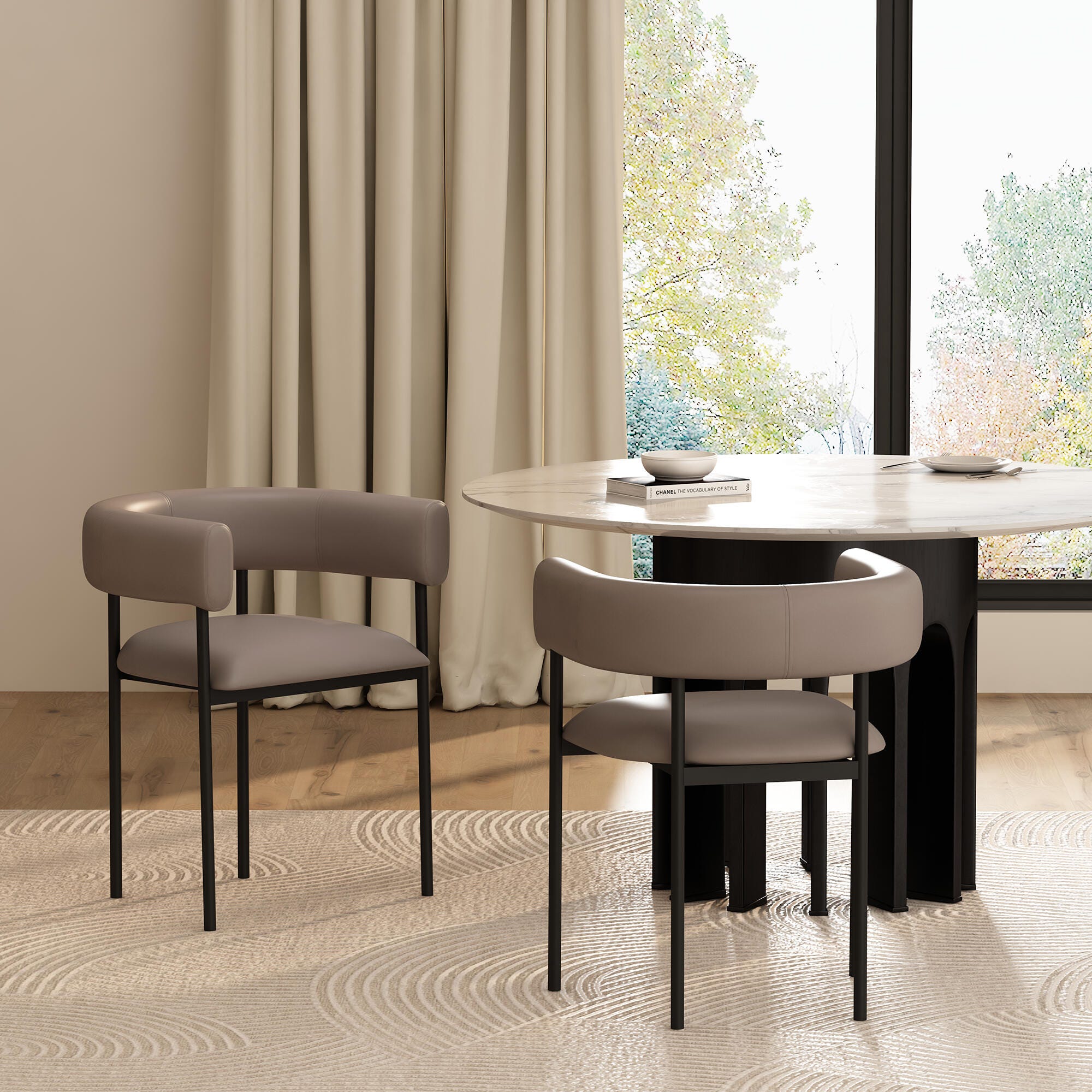Manhattan Comfort Onda Dining Chair, Taupe, large