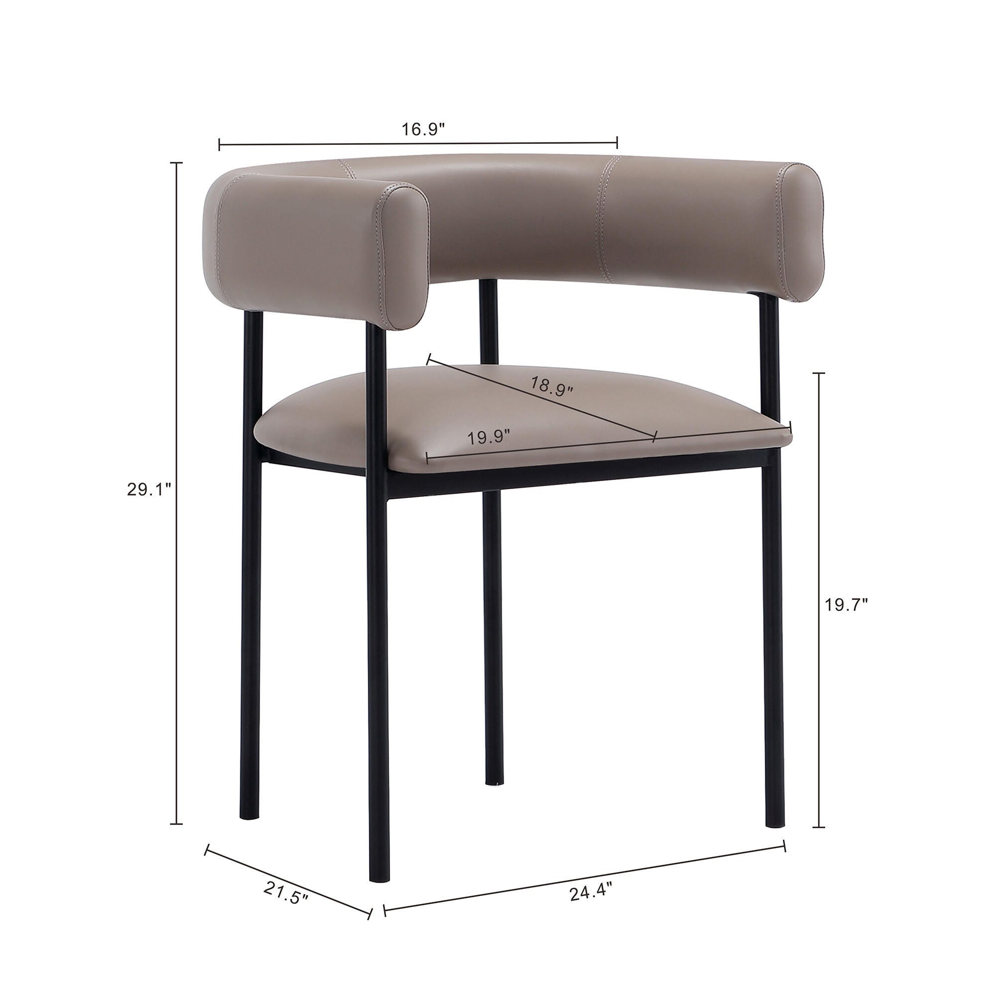 Manhattan Comfort Onda Dining Chair, Taupe, large
