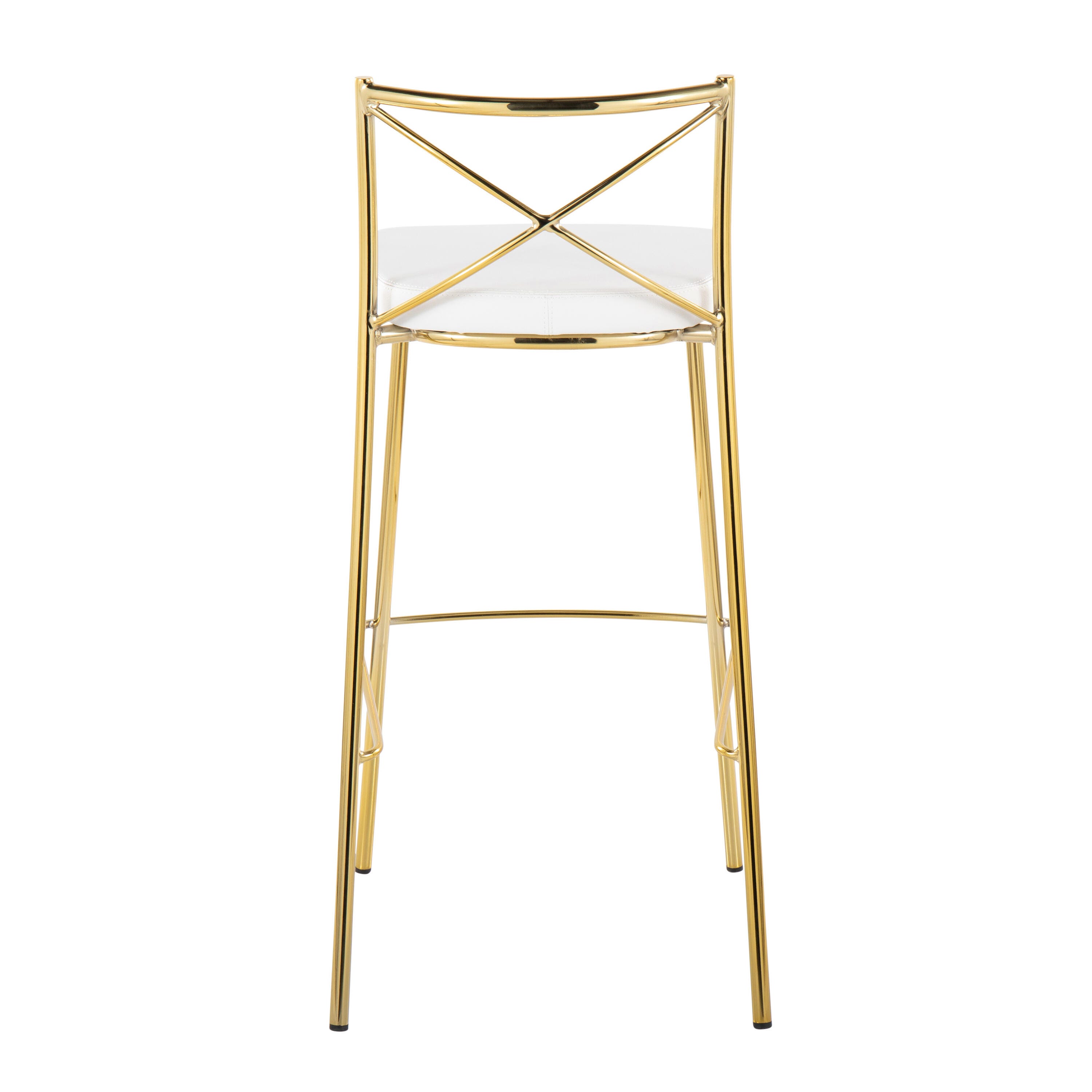 LumiSource Charlotte Bar Height Bar Stool (Set of 2), White/Gold, large