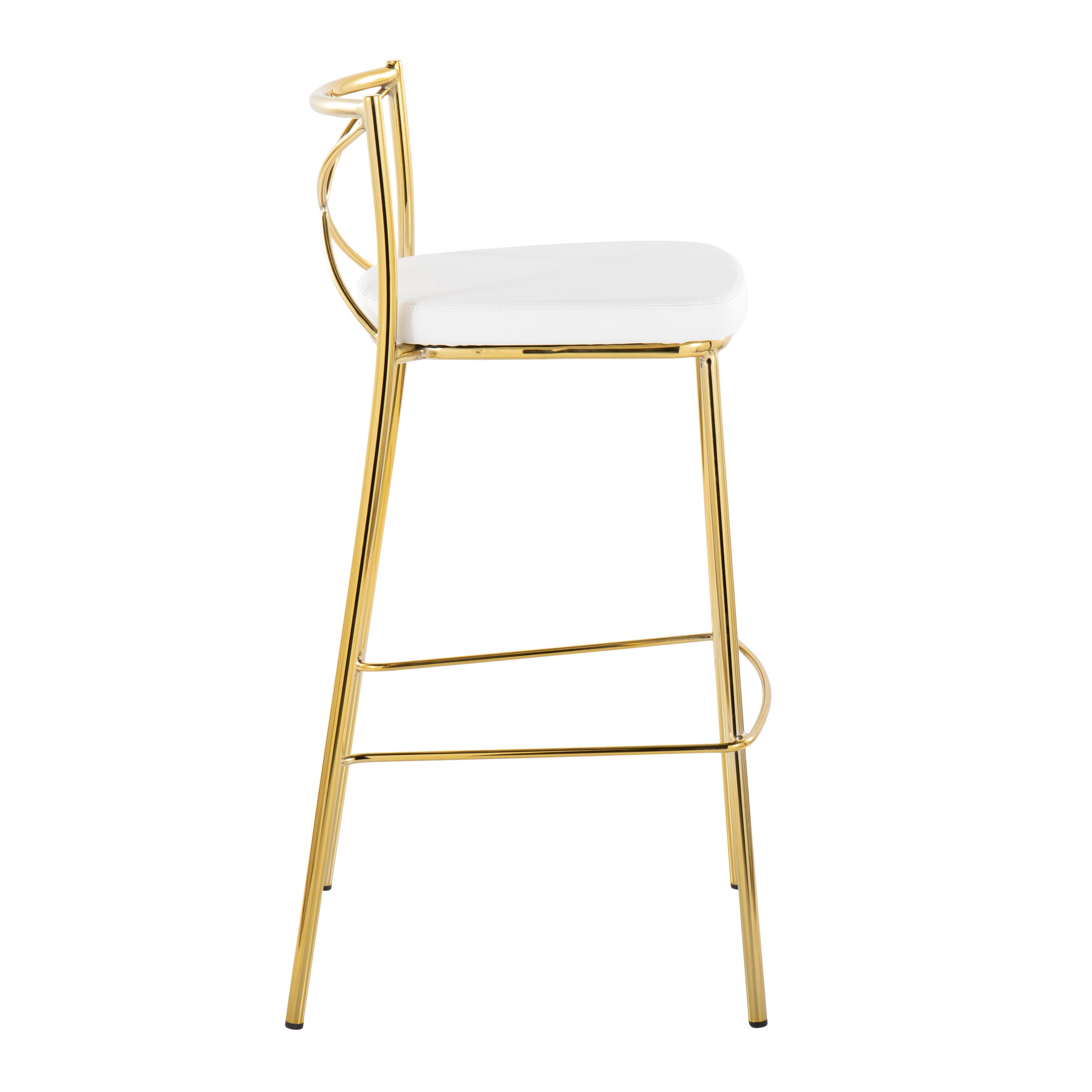 LumiSource Charlotte Bar Height Bar Stool (Set of 2), White/Gold, large