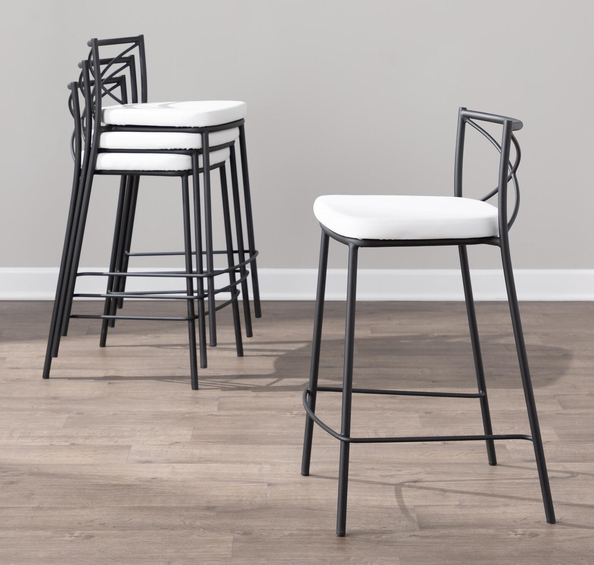 LumiSource Charlotte Counter Height Bar Stool (Set of 2), White/Black, large