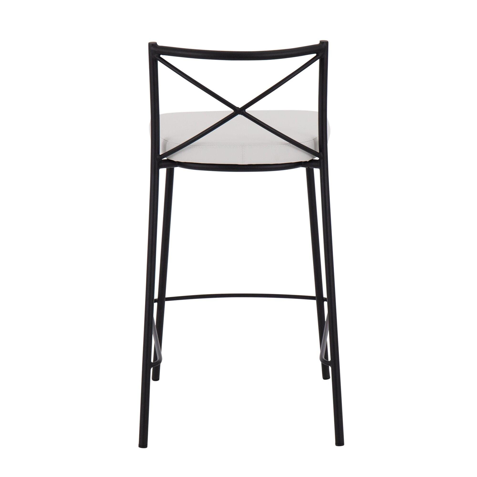 LumiSource Charlotte Counter Height Bar Stool (Set of 2), White/Black, large