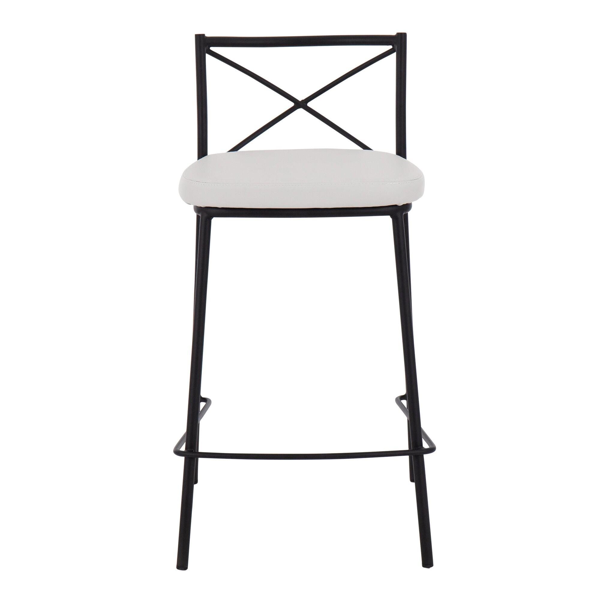 LumiSource Charlotte Counter Height Bar Stool (Set of 2), White/Black, large