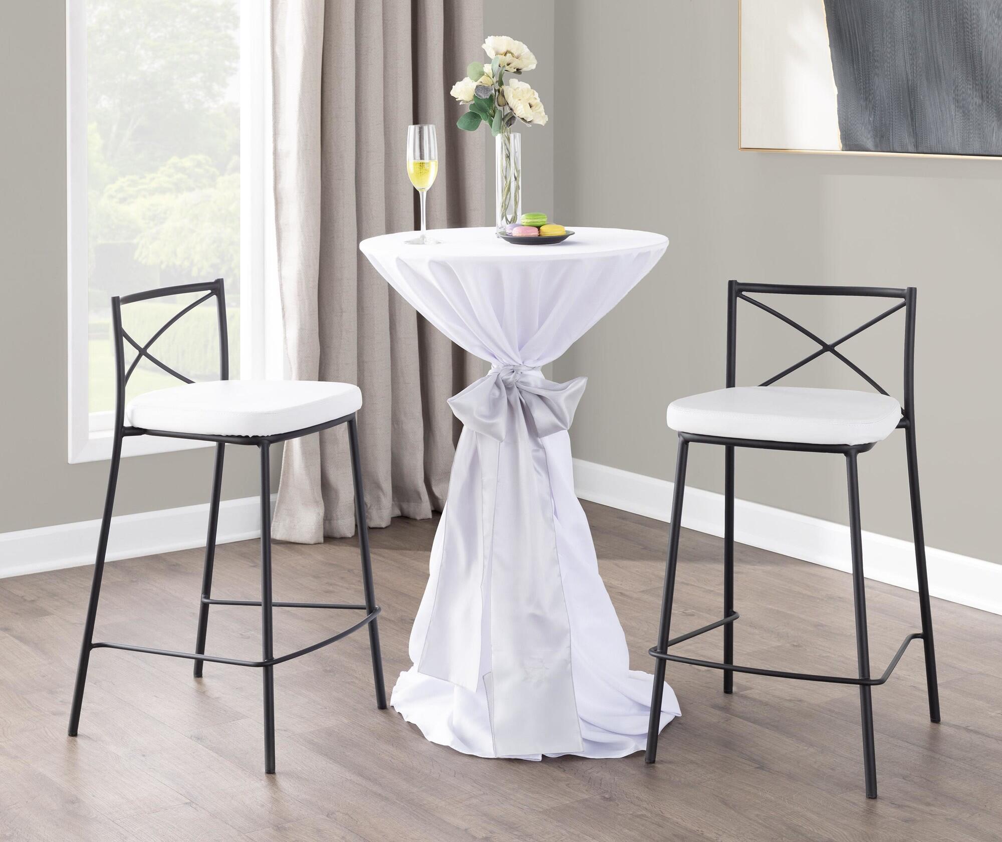 LumiSource Charlotte Counter Height Bar Stool (Set of 2), White/Black, large