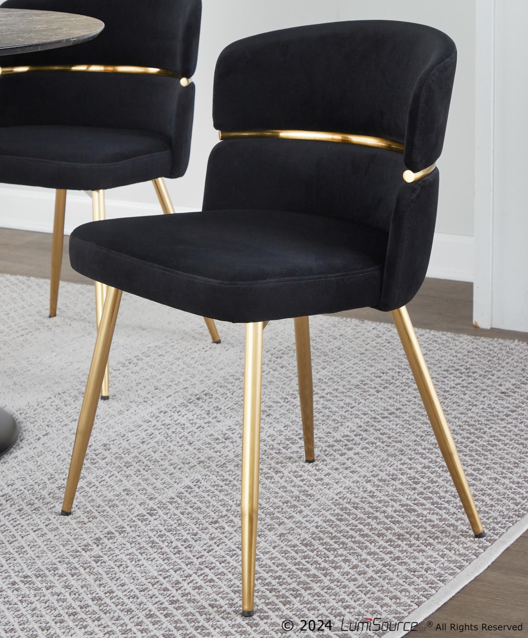 LumiSource Cinch Dining Chair (Set of 2), Black/Gold, large