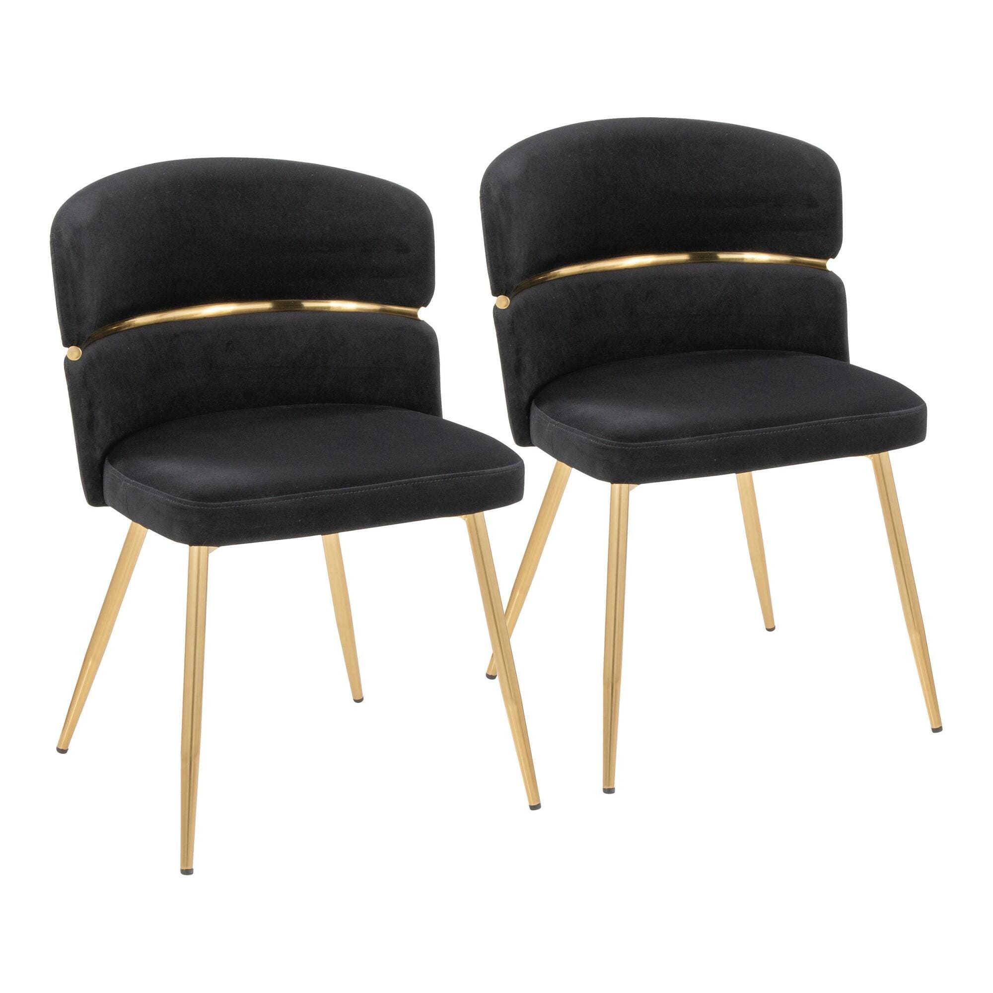 LumiSource Cinch Dining Chair (Set of 2), Black/Gold, large