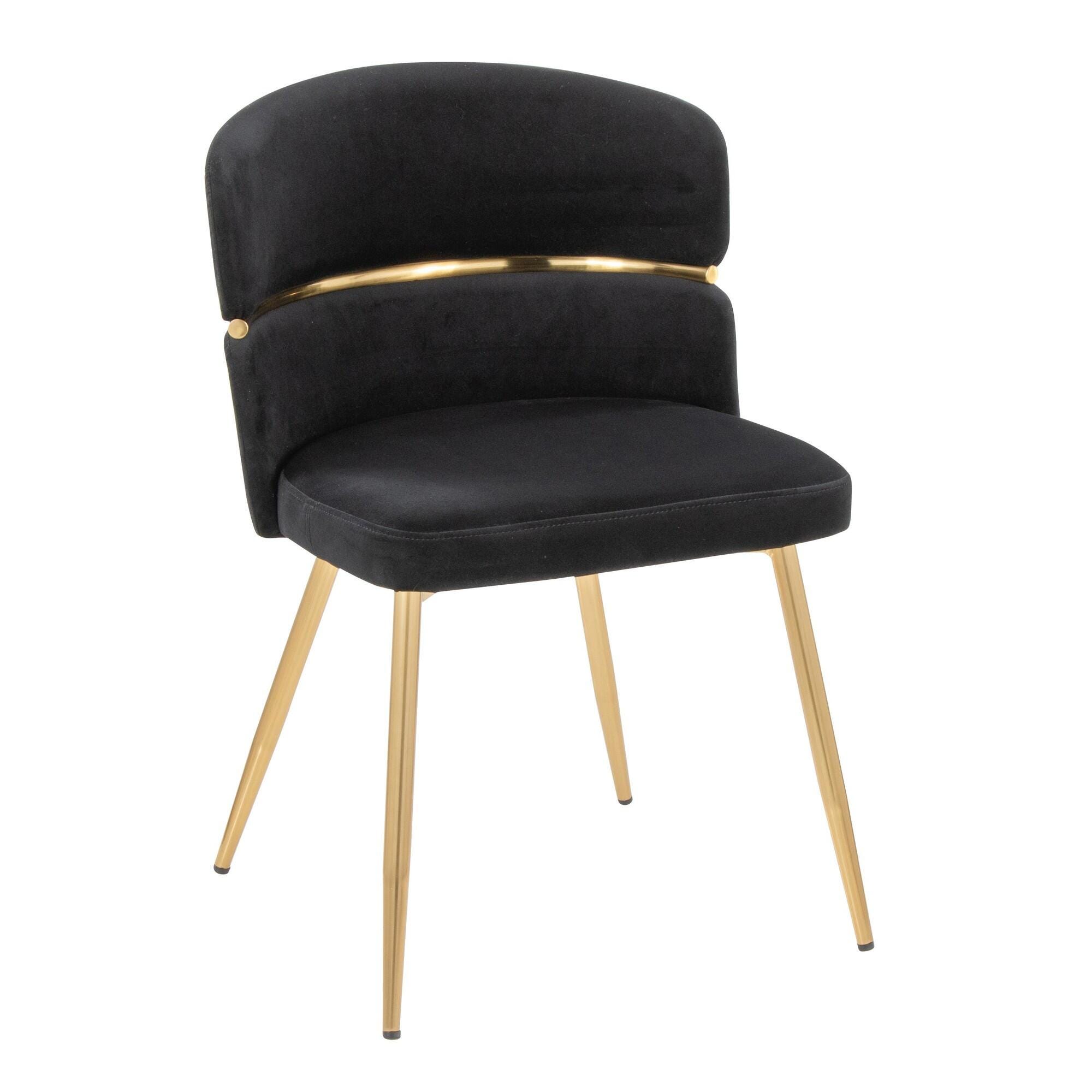 LumiSource Cinch Dining Chair (Set of 2), Black/Gold, large