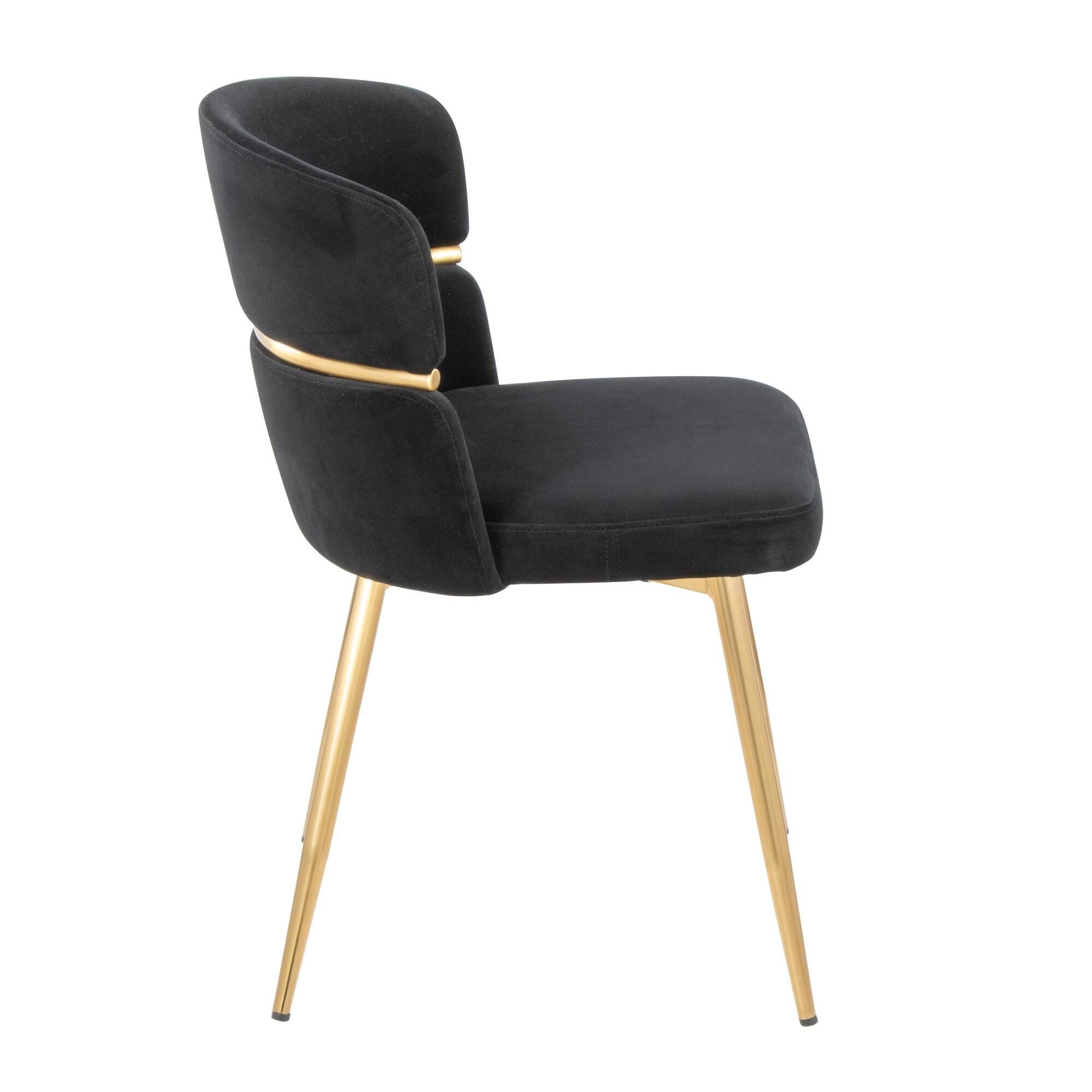 LumiSource Cinch Dining Chair (Set of 2), Black/Gold, large