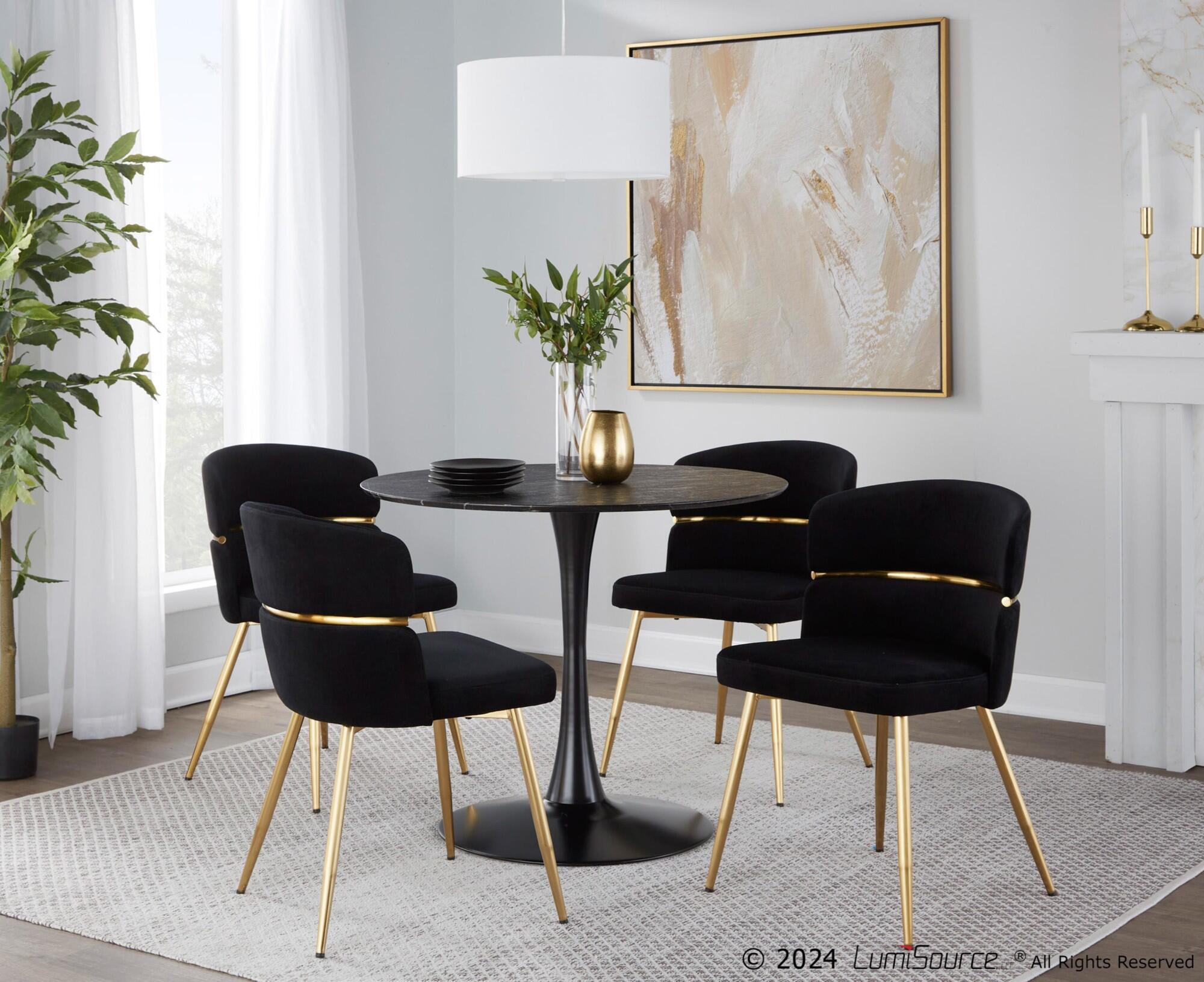 LumiSource Cinch Dining Chair (Set of 2), Black/Gold, large