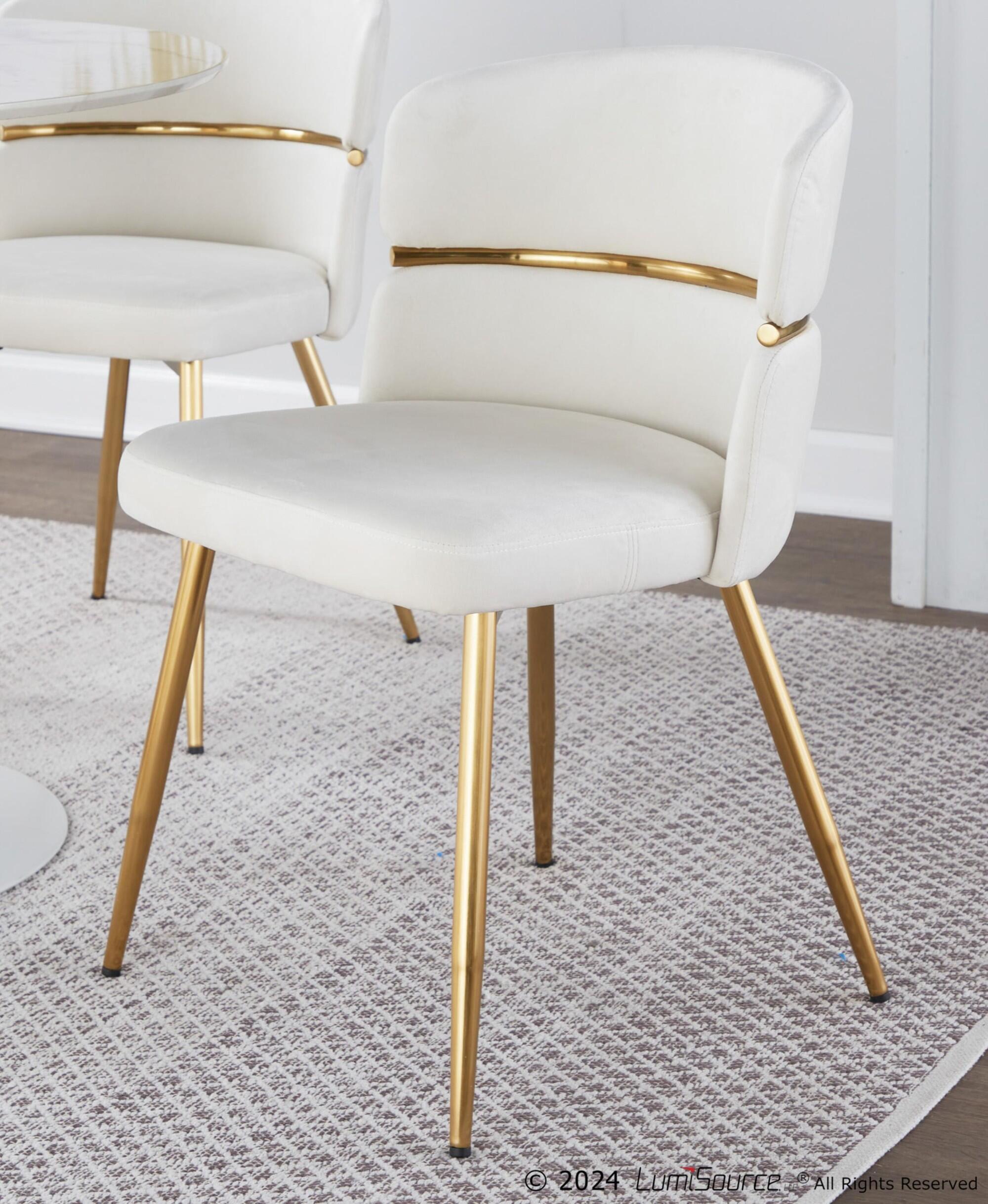 LumiSource Cinch Dining Chair (Set of 2), Cream/Gold, large