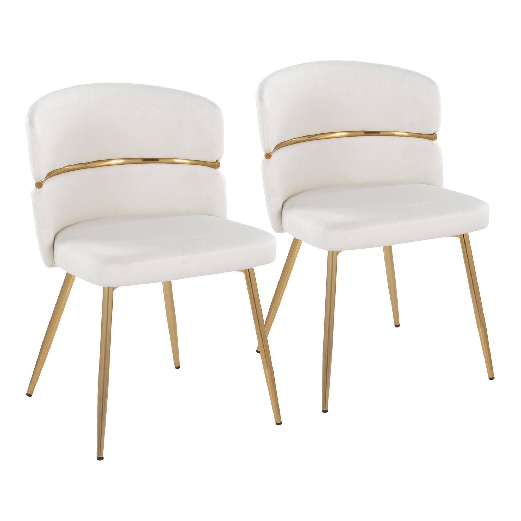 LumiSource Cinch Dining Chair (Set of 2), Cream/Gold, large
