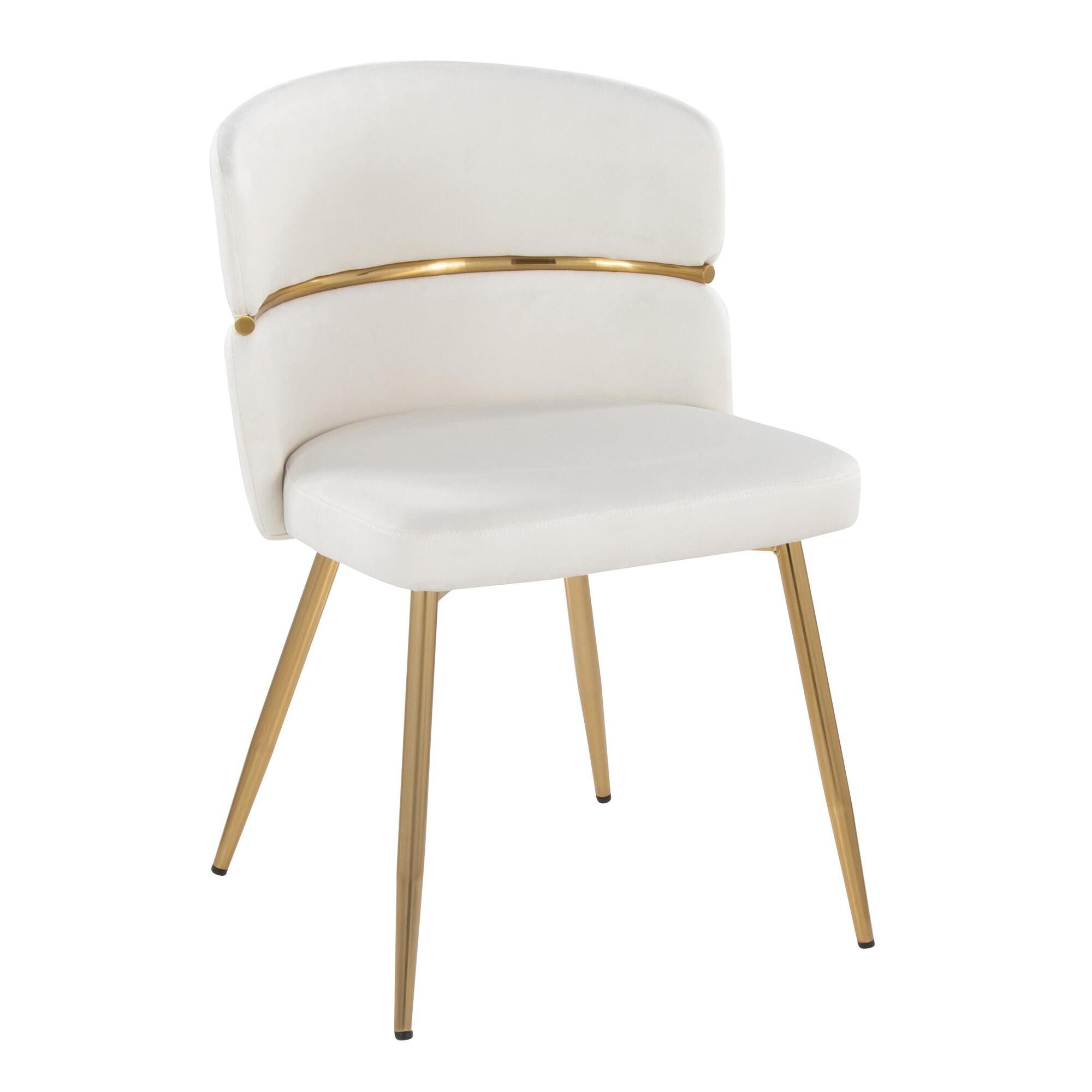 LumiSource Cinch Dining Chair (Set of 2), Cream/Gold, large