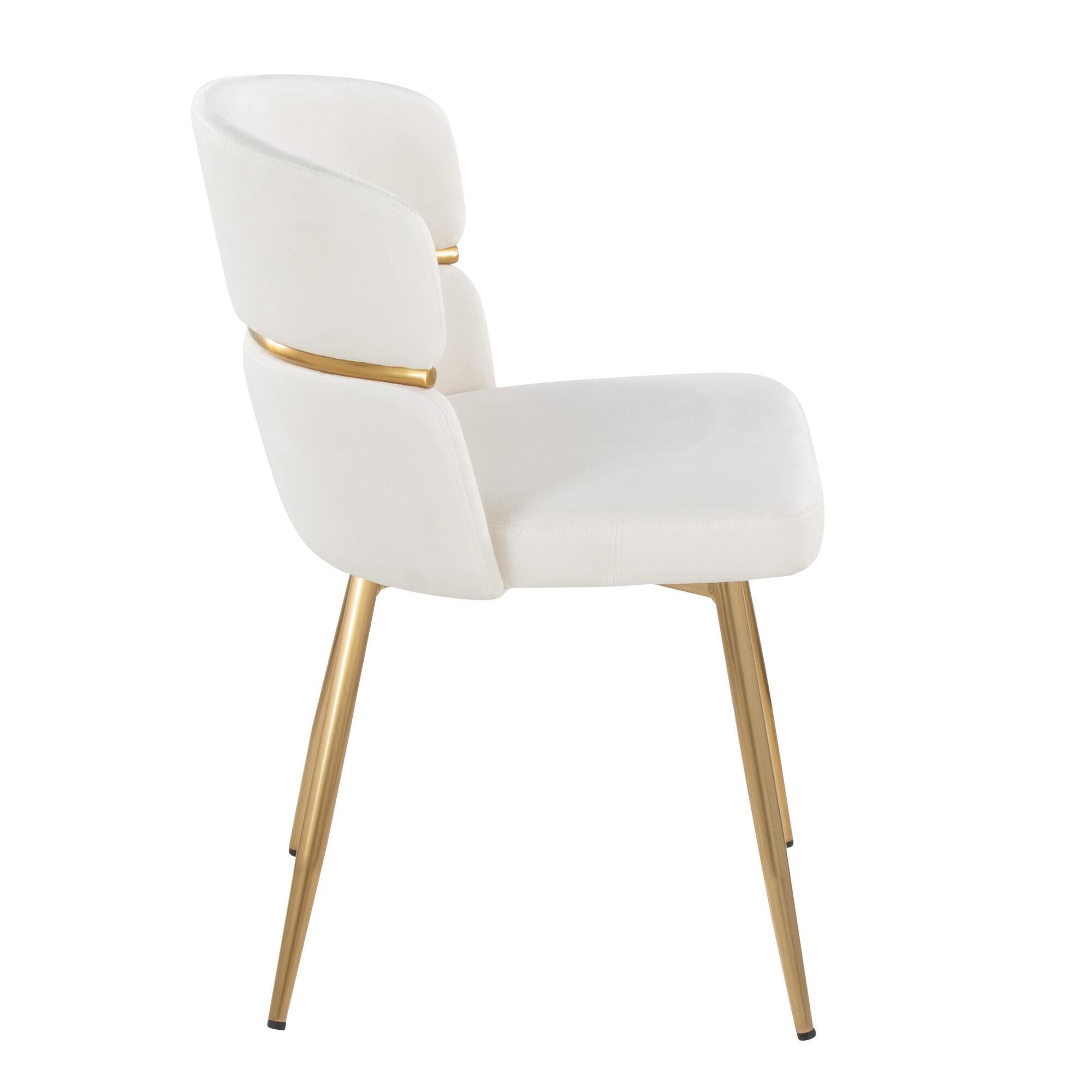 LumiSource Cinch Dining Chair (Set of 2), Cream/Gold, large