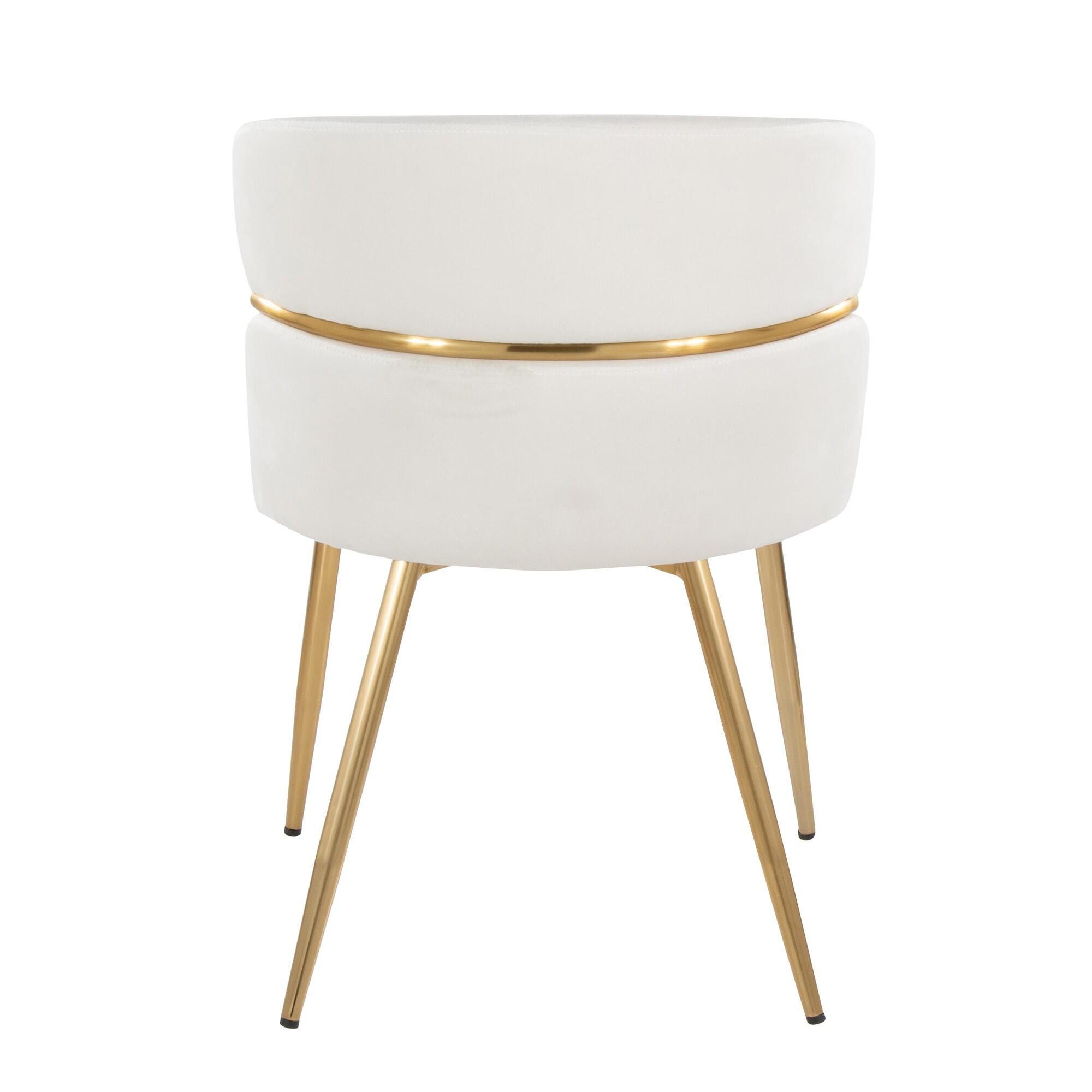 LumiSource Cinch Dining Chair (Set of 2), Cream/Gold, large