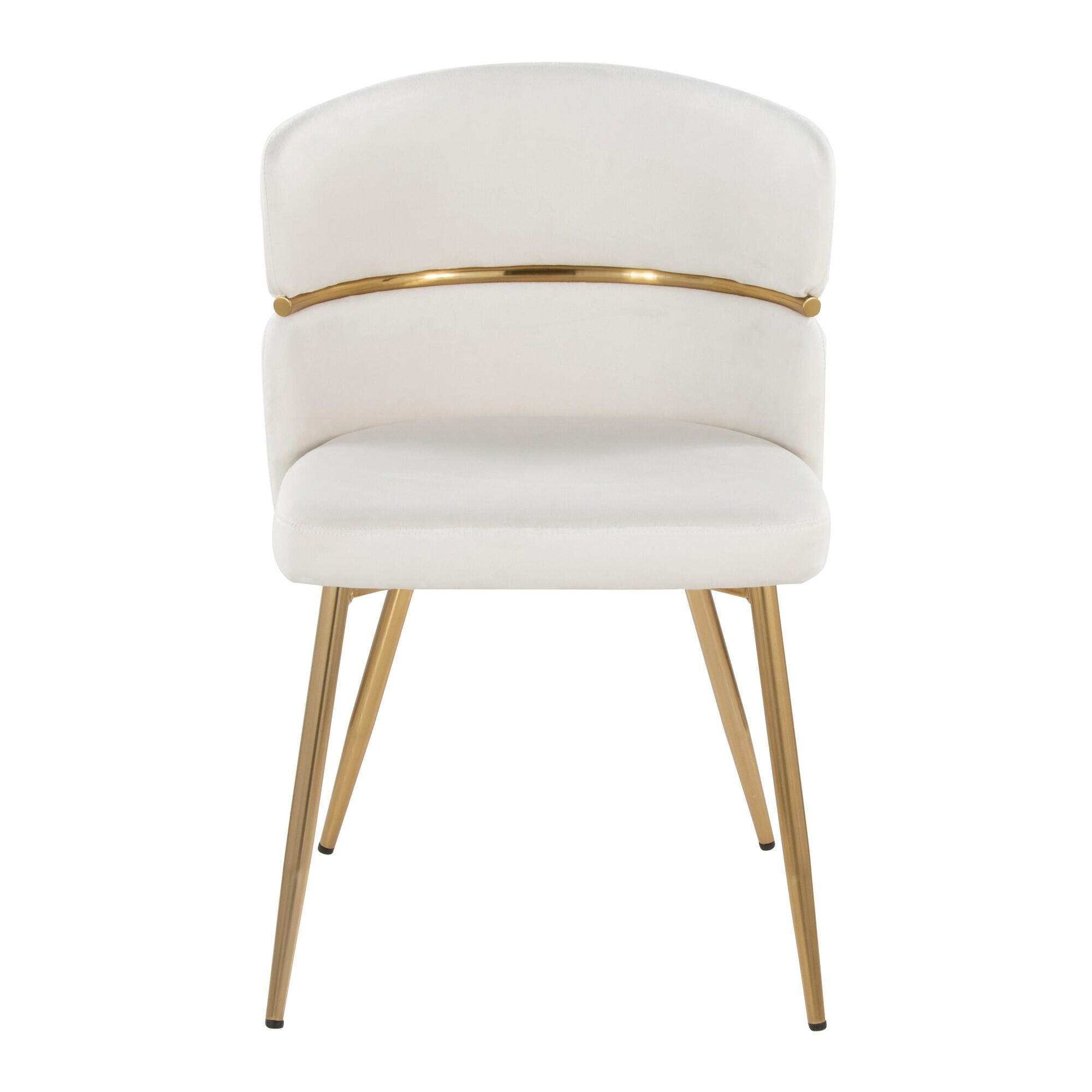 LumiSource Cinch Dining Chair (Set of 2), Cream/Gold, large