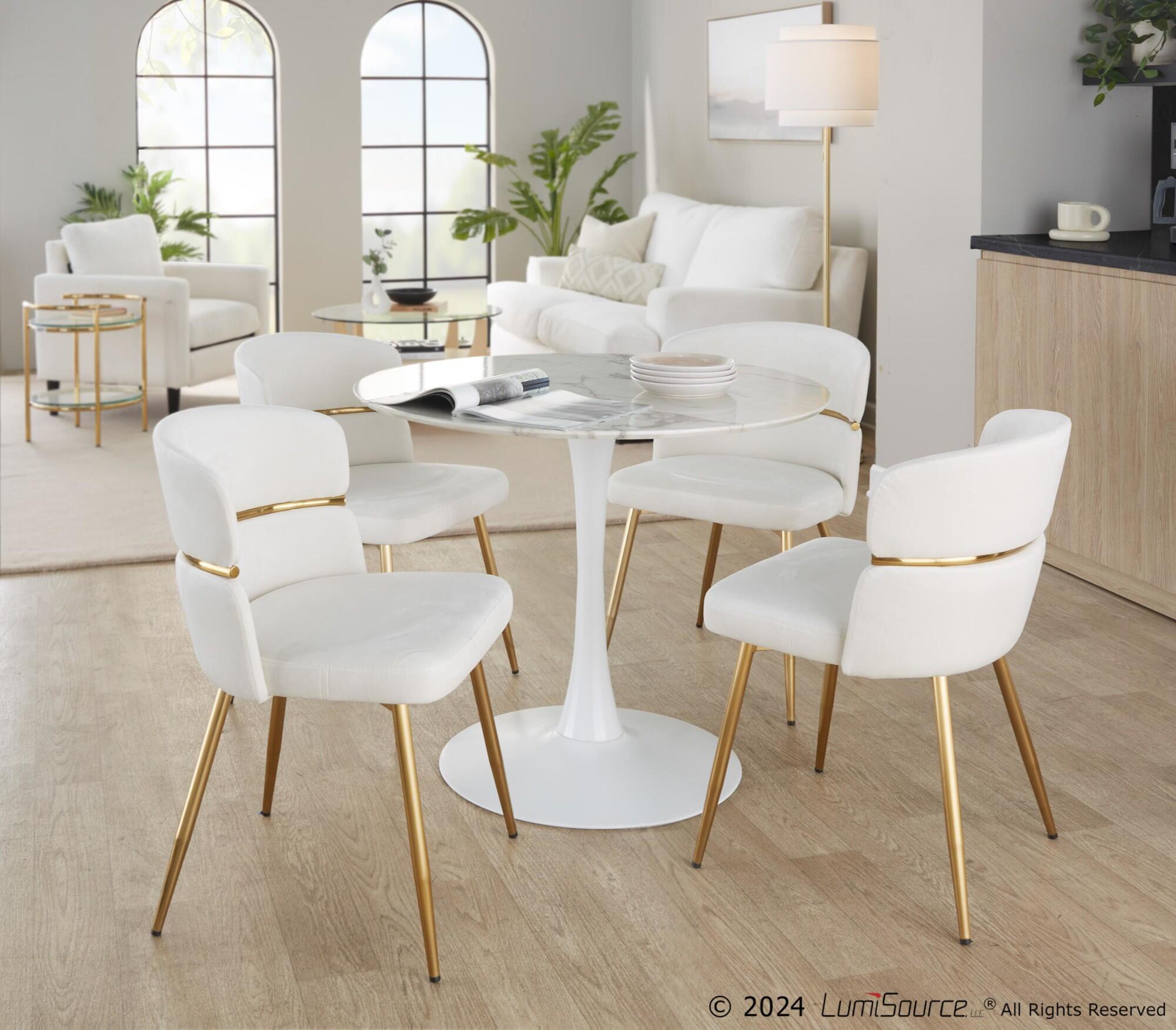 LumiSource Cinch Dining Chair (Set of 2), Cream/Gold, large