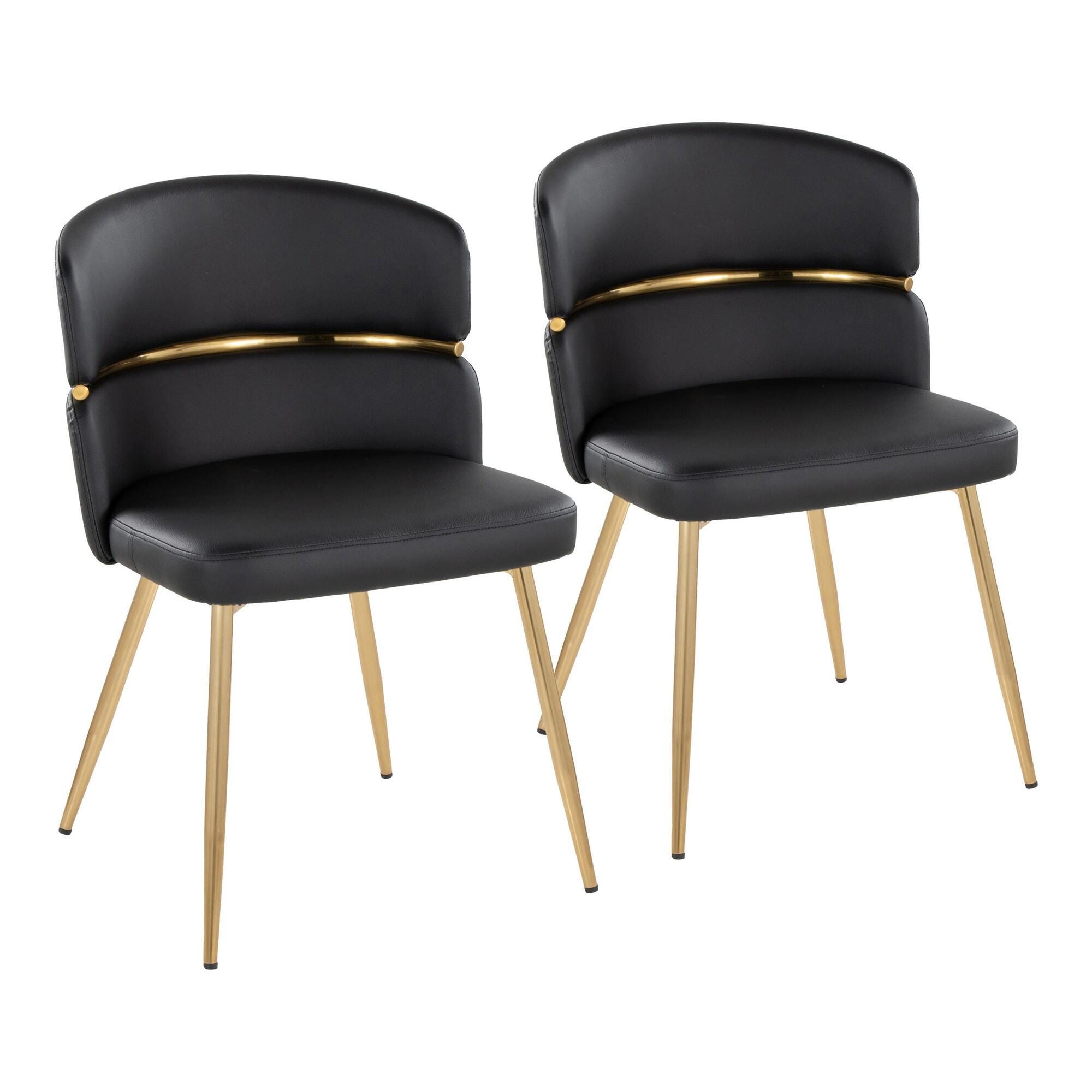 LumiSource Cinch Solid Dining Chair (Set of 2), Black/Gold, large