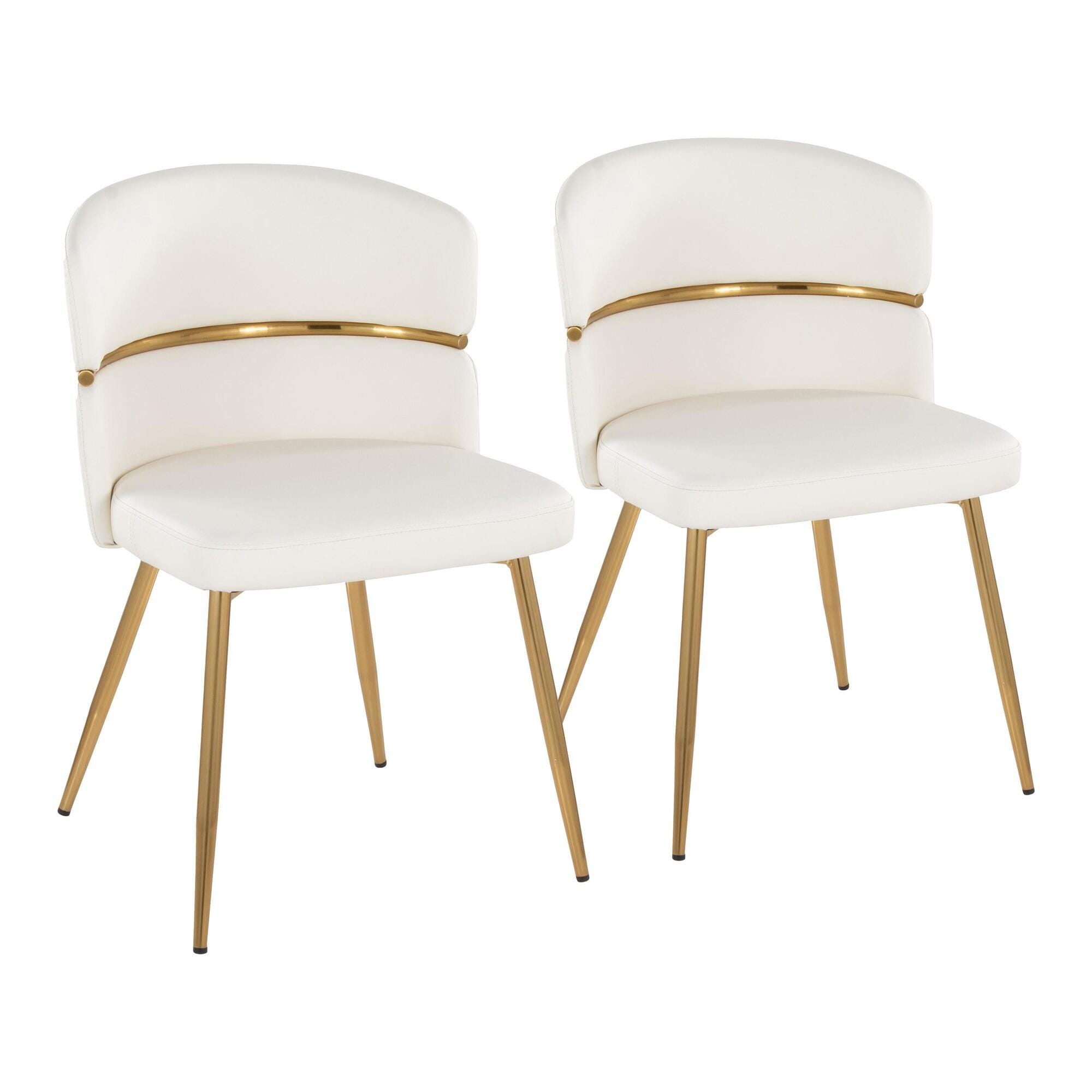 LumiSource Cinch Solid Dining Chair (Set of 2), White/Gold, large