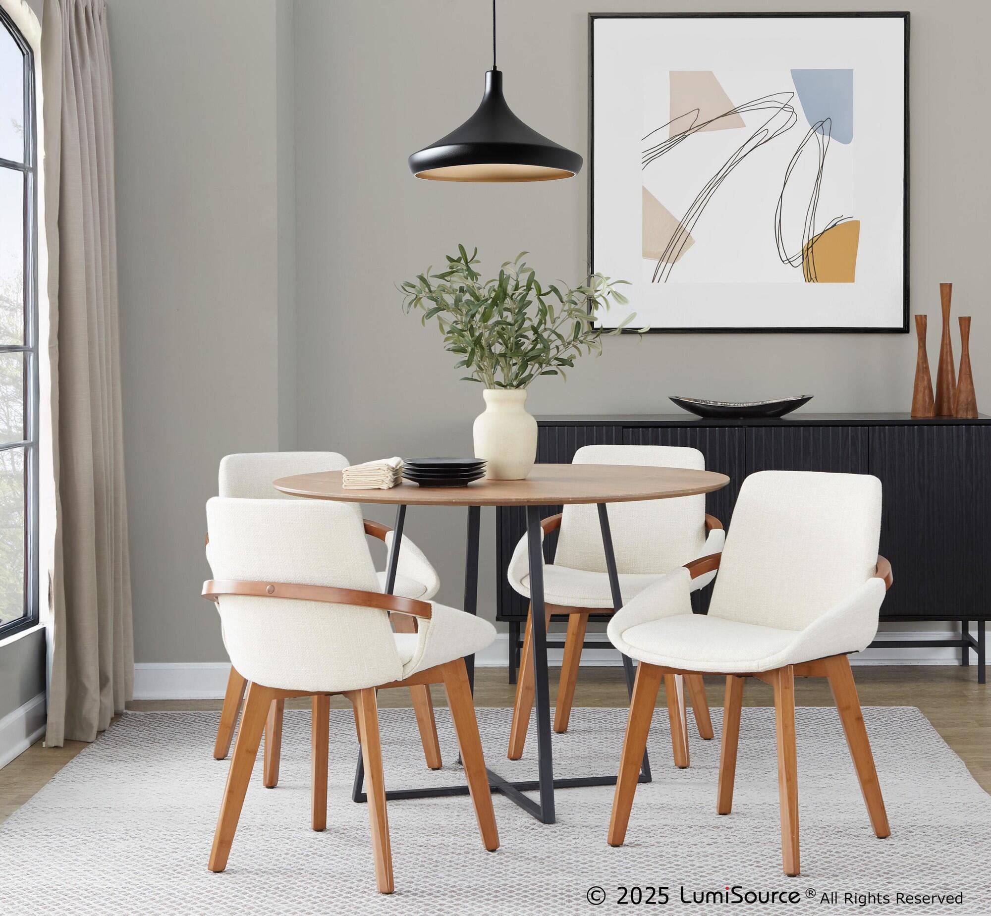 LumiSource Cosmo Dining Chair, Cream/Brown, rollover