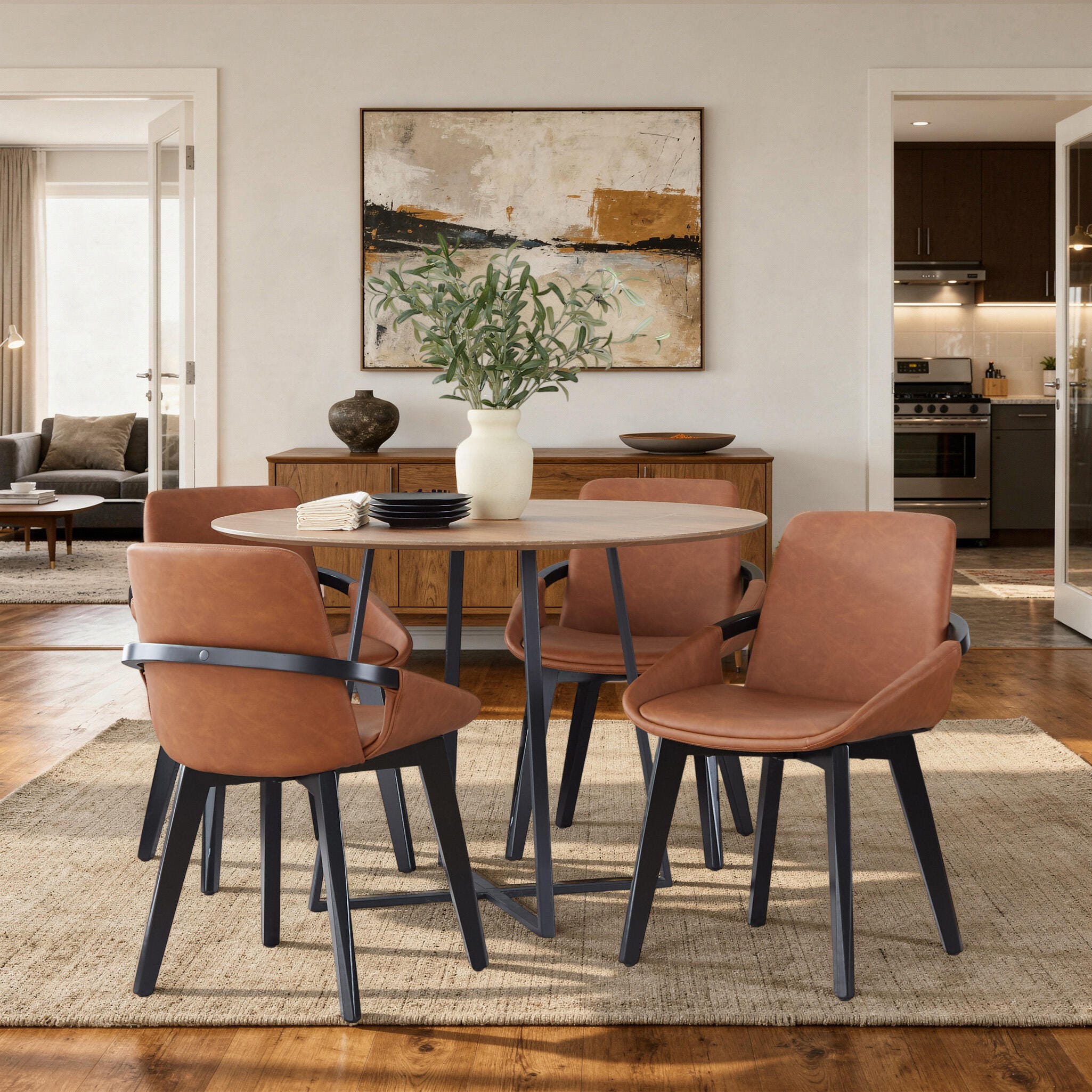 LumiSource Cosmo Solid Dining Chair, Camel/Black, rollover