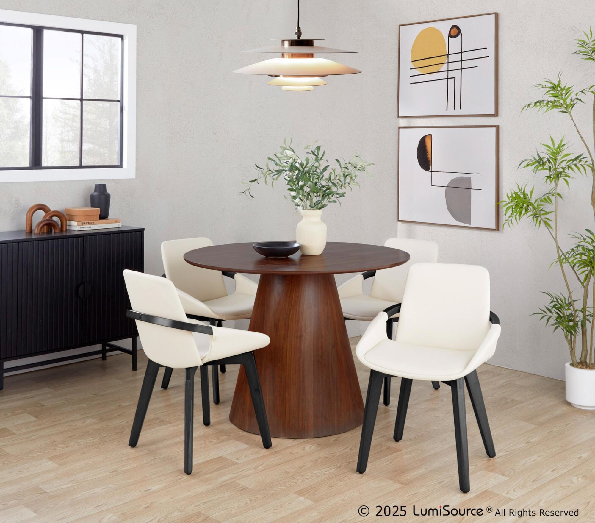 LumiSource Cosmo Solid Dining Chair, Cream/Black, rollover