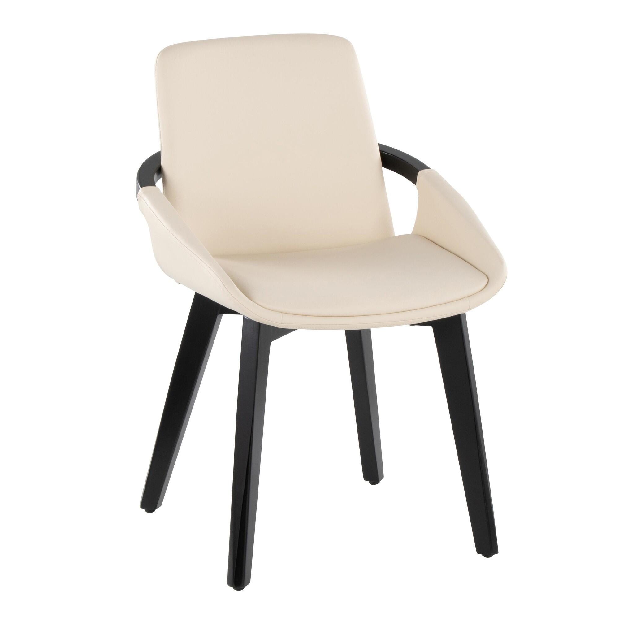 LumiSource Cosmo Solid Dining Chair, Cream/Black, large