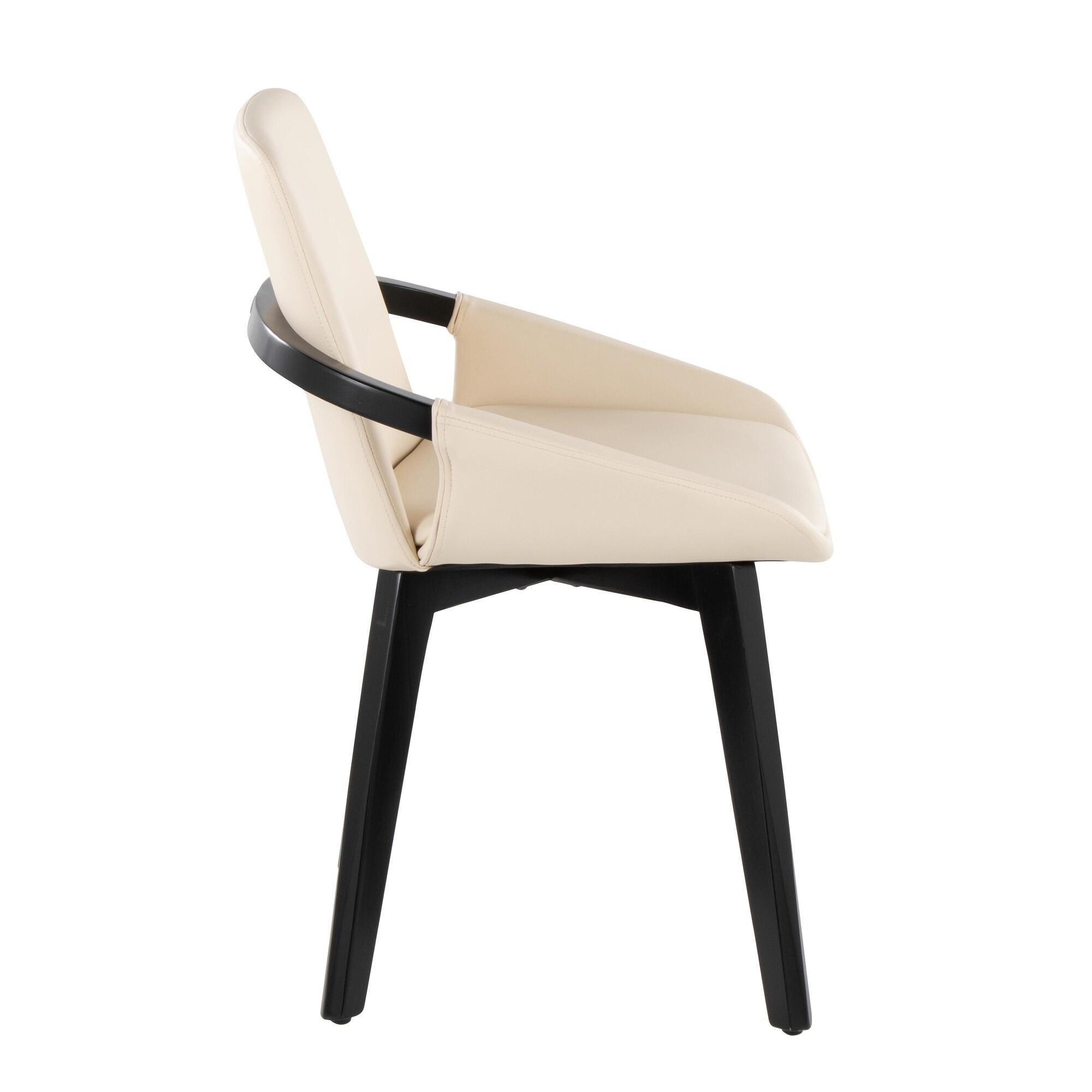 LumiSource Cosmo Solid Dining Chair, Cream/Black, large