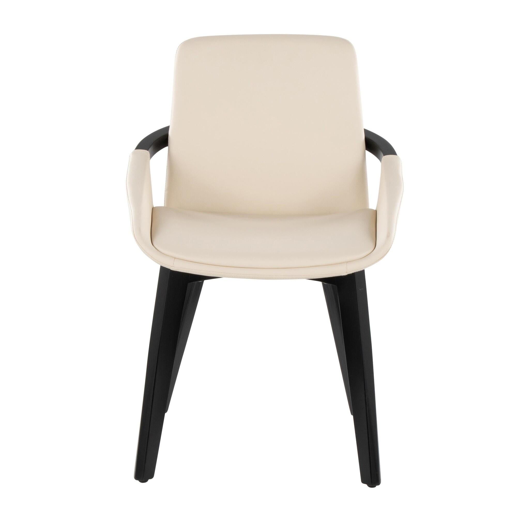 LumiSource Cosmo Solid Dining Chair, Cream/Black, large