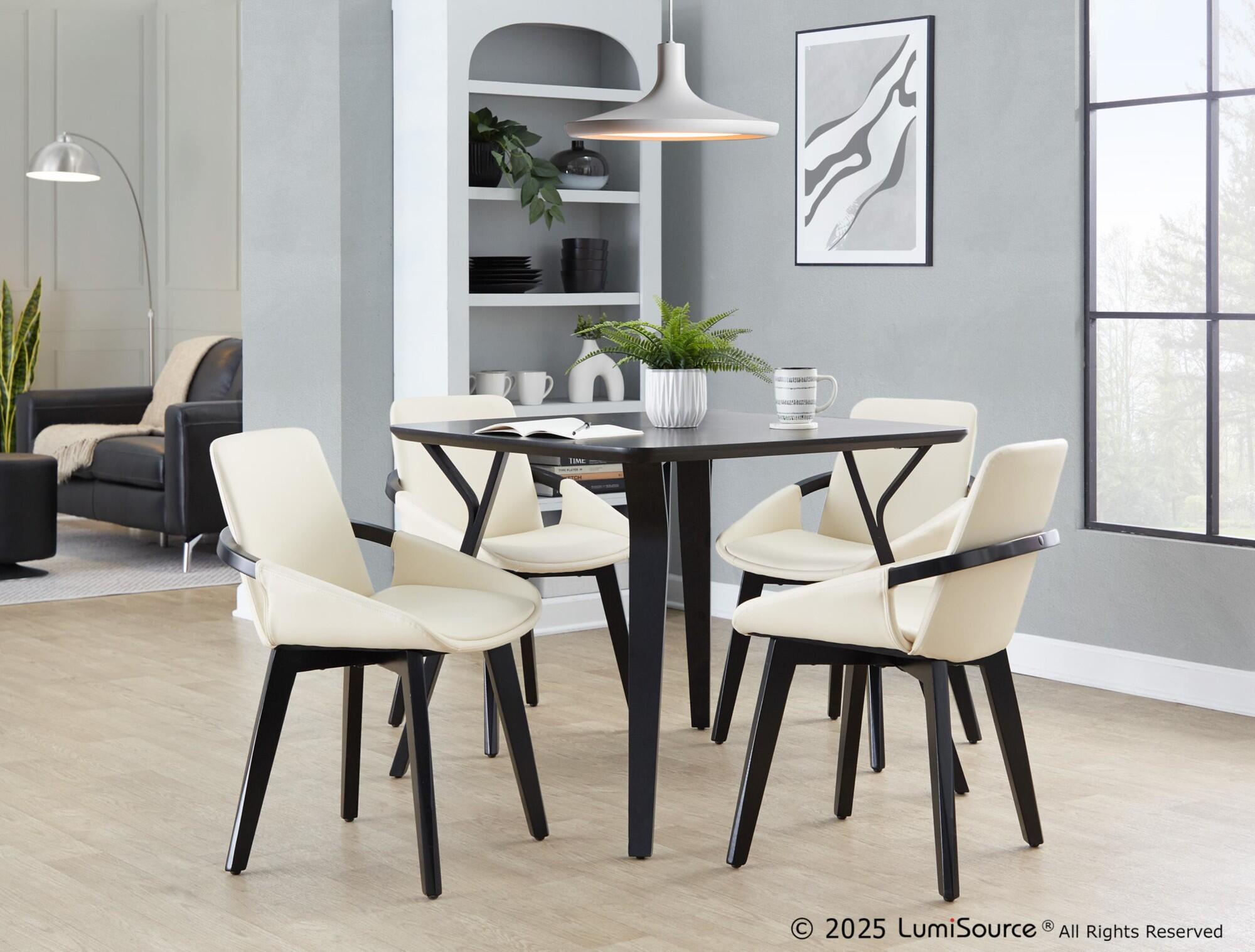 LumiSource Cosmo Solid Dining Chair, Cream/Black, large