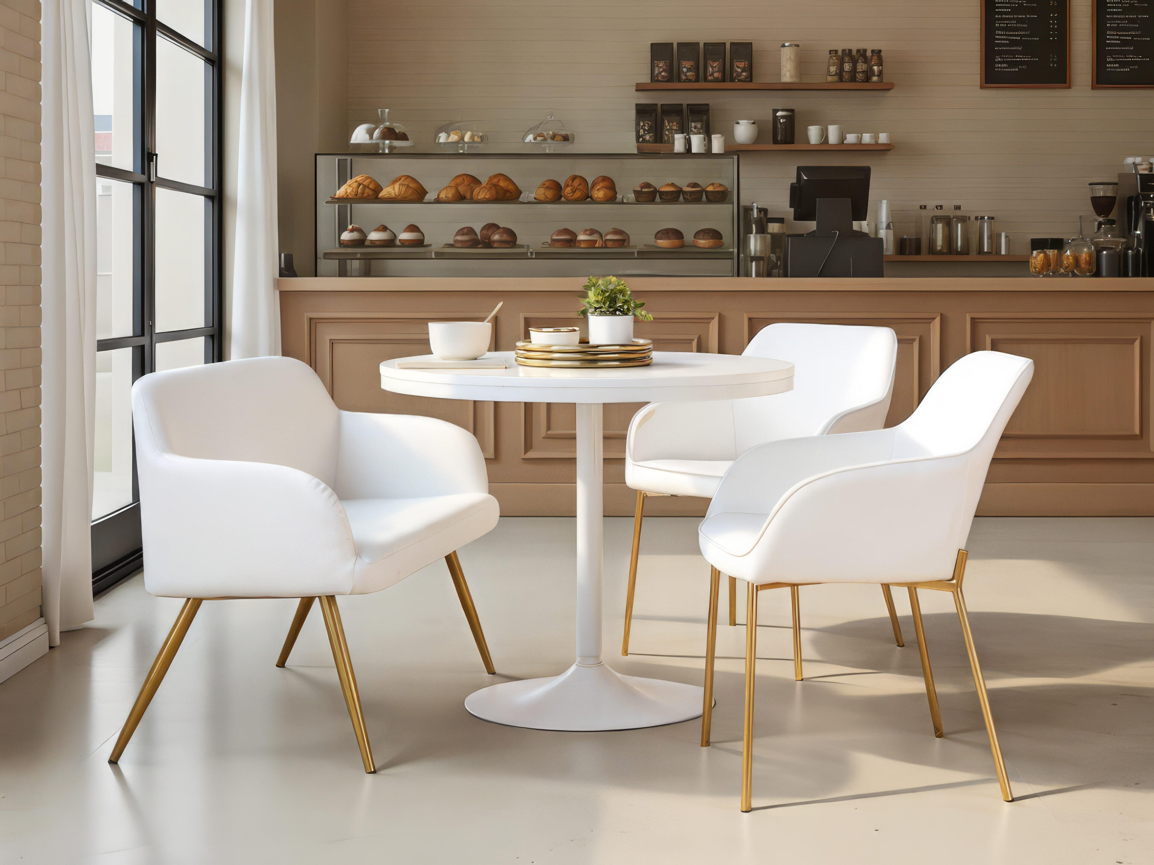 LumiSource Daniella 23" Dining Bench, White/Gold, rollover